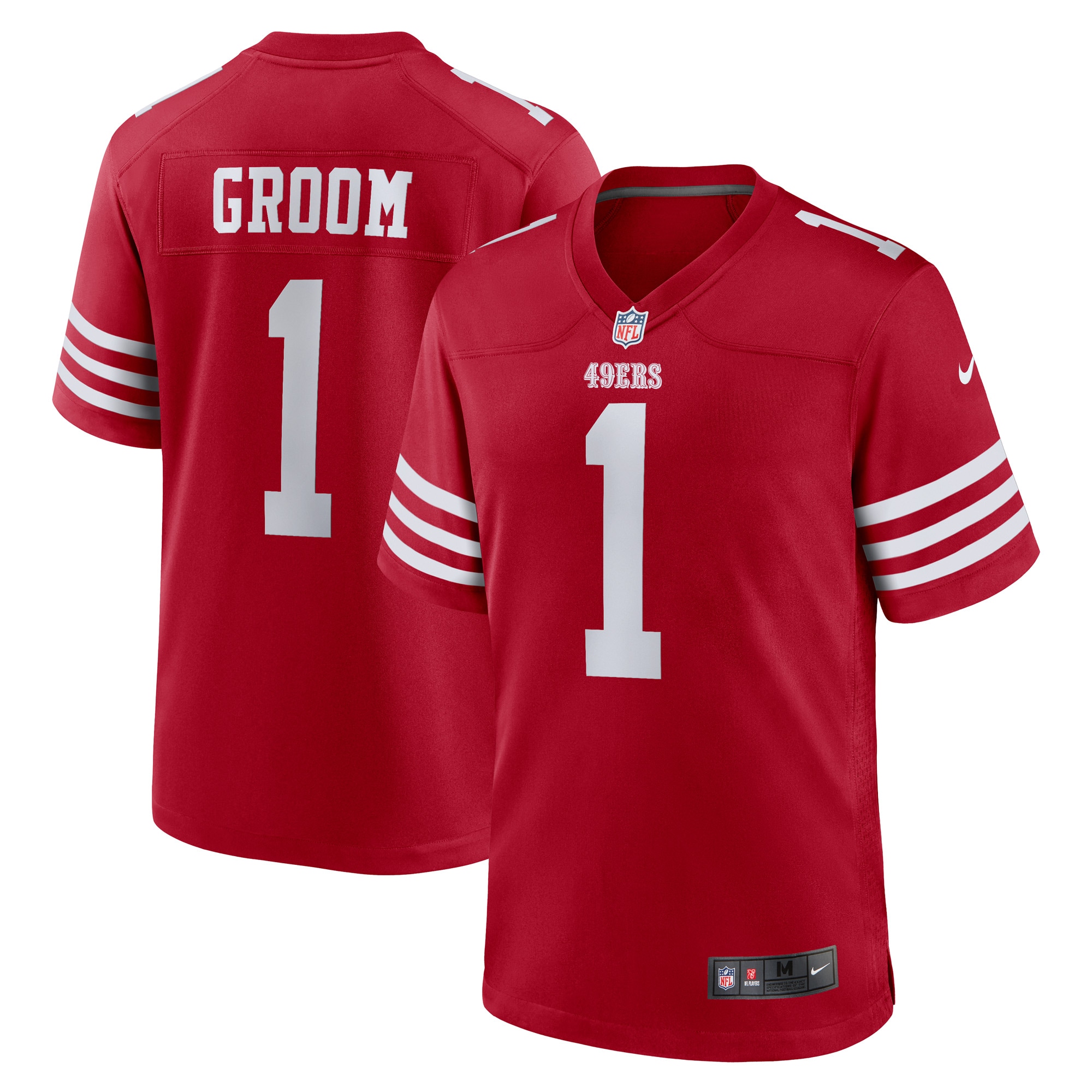 Men's San Francisco 49ers Number 1 Groom Scarlet Game Jersey Js2672