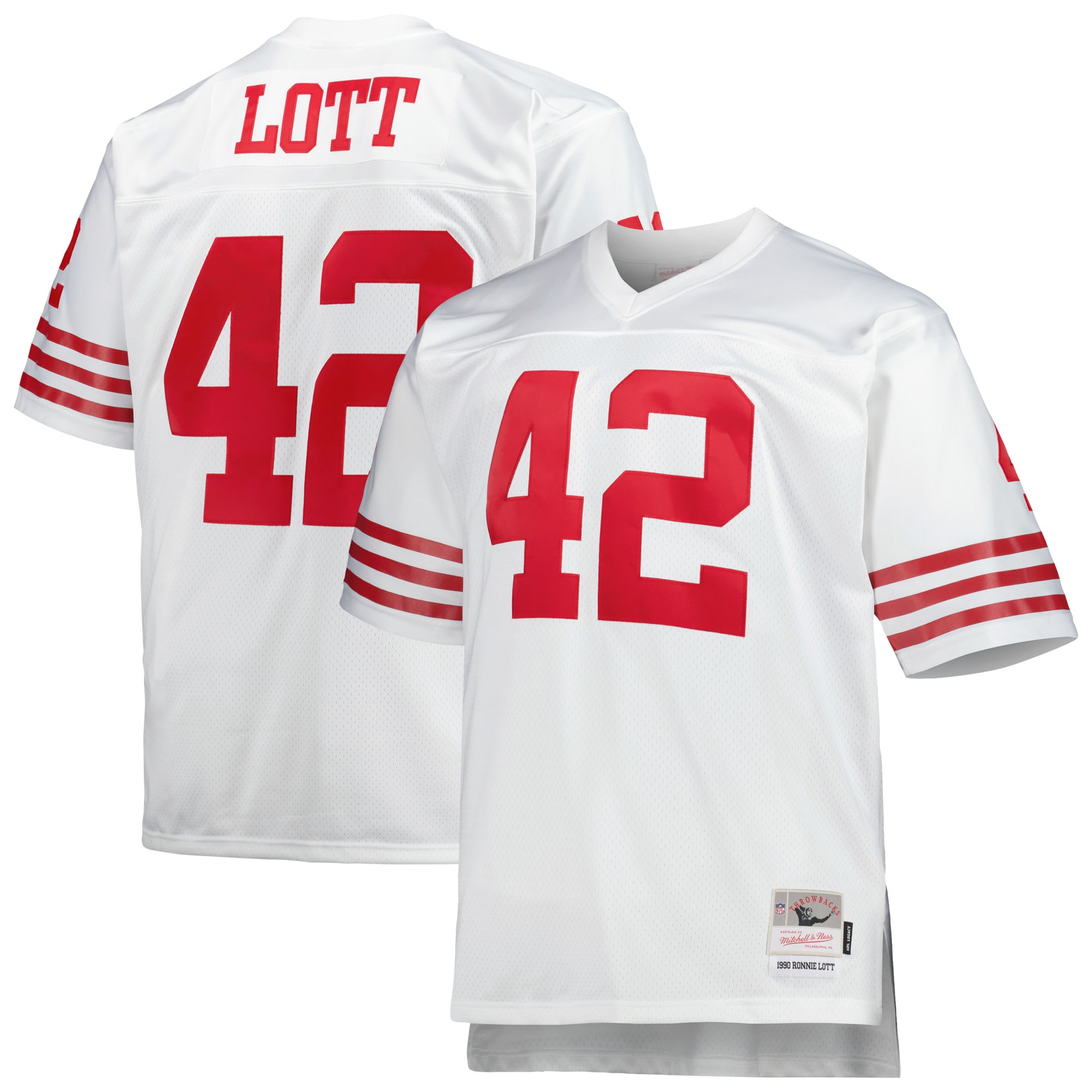 Men's San Francisco 49ers Ronnie Lott Mitchell & Ness White Big & Tall 1990 Retired Player Jersey Js1495