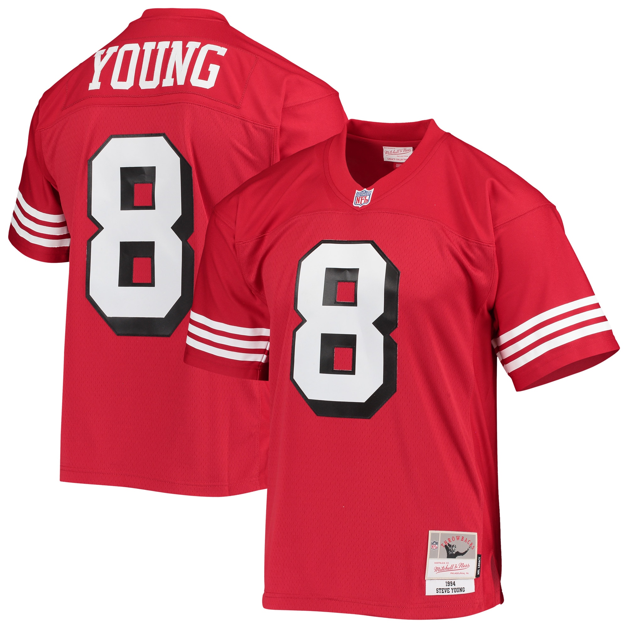 Men's San Francisco 49ers Steve Young Mitchell & Ness Scarlet Legacy Jersey Js6770