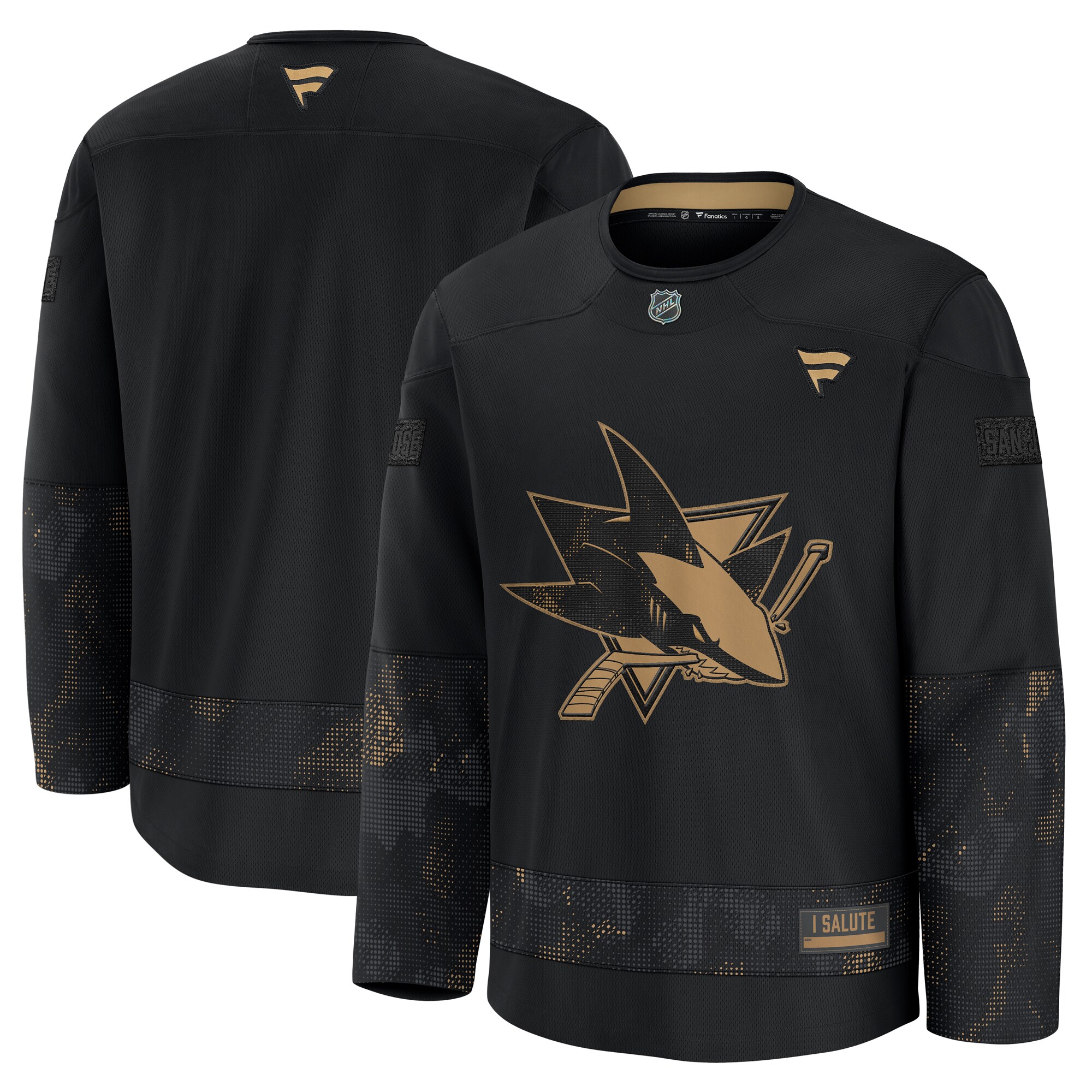 Men's San Jose Sharks Black 2024 Military Appreciation Practice Jersey