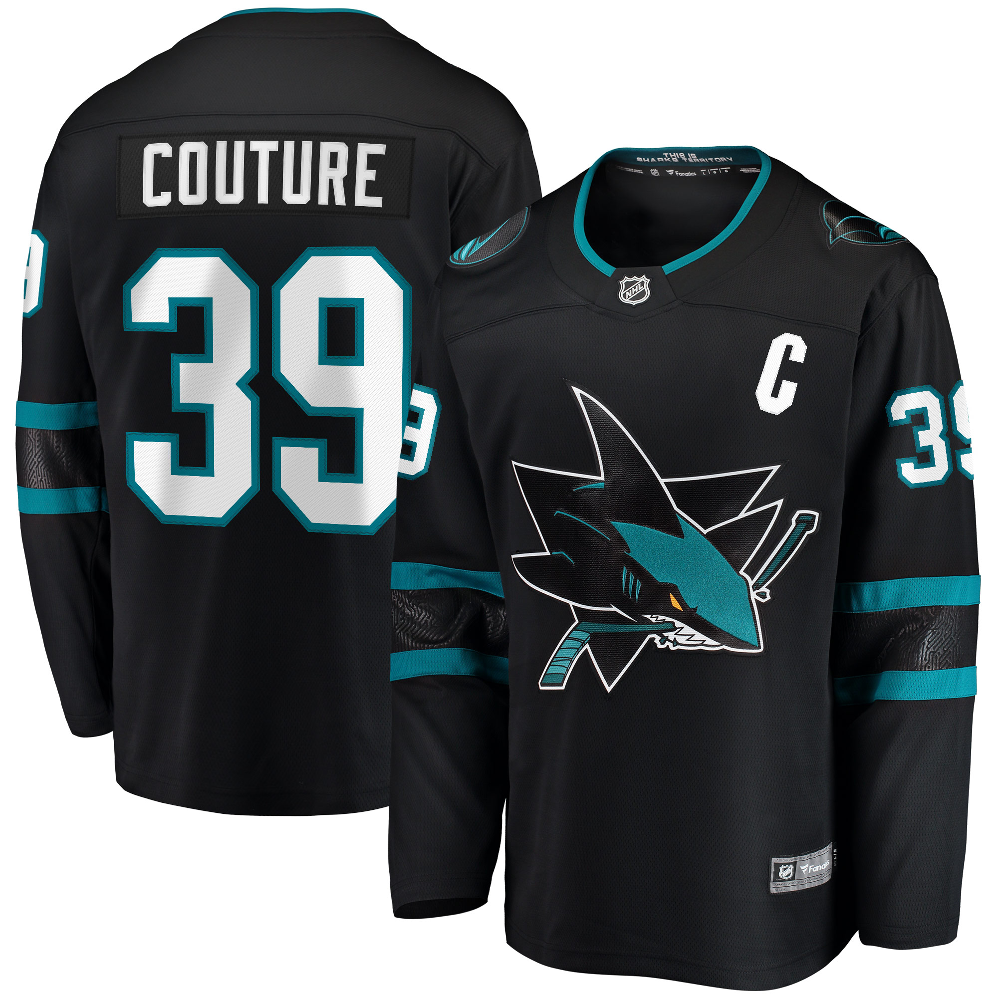 Men's San Jose Sharks Logan Couture Black Alternate Premier Breakaway Player Captain Jersey