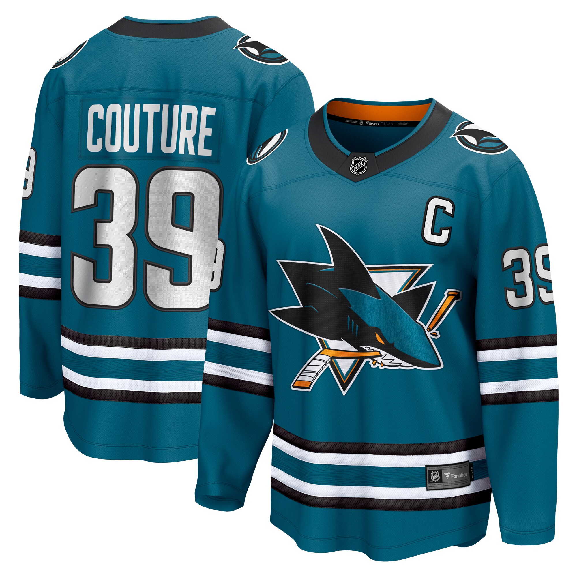 Men's San Jose Sharks Logan Couture Teal Home Breakaway Jersey