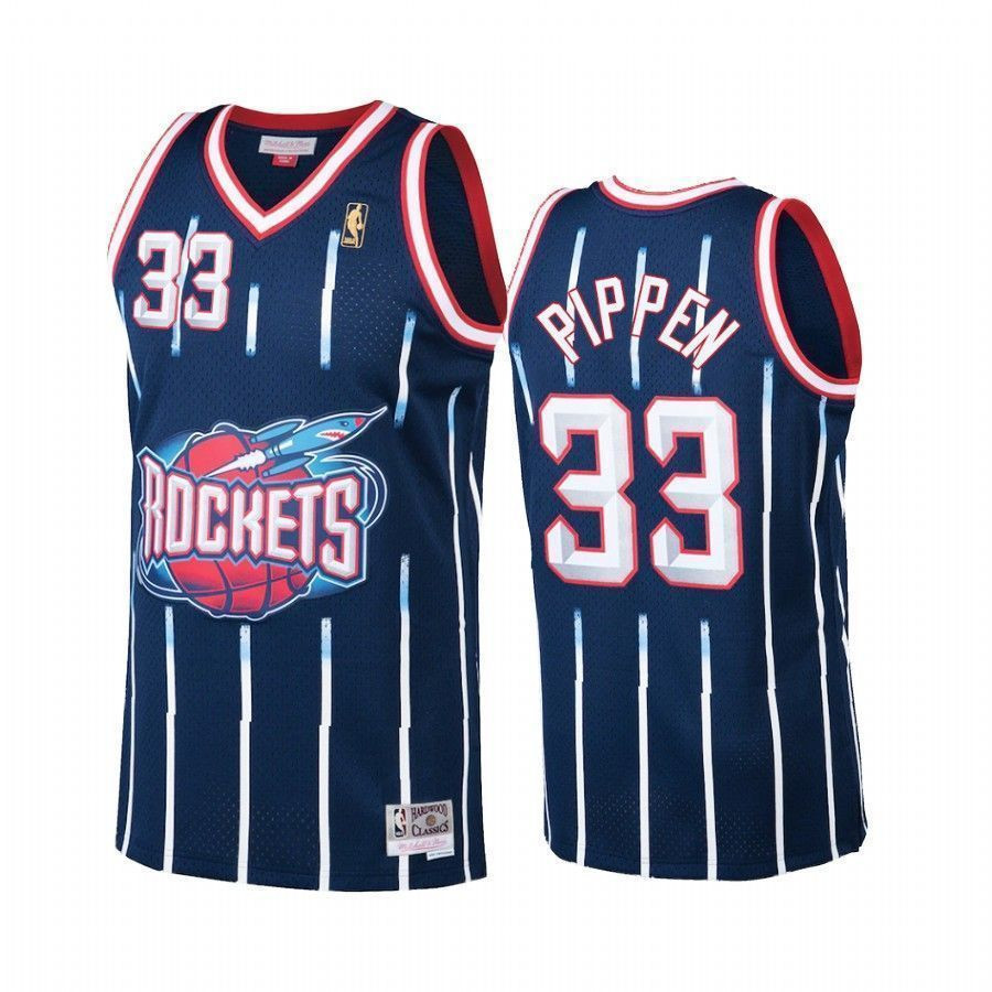 Men's Scottie Pippen Houston Rockets Navy Jersey Hardwood Classics 1998
