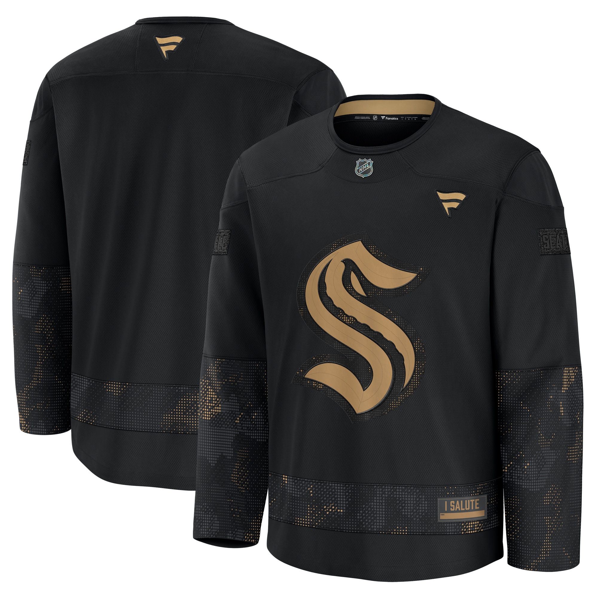 Men's Seattle Kraken Black 2024 Military Appreciation Practice Jersey