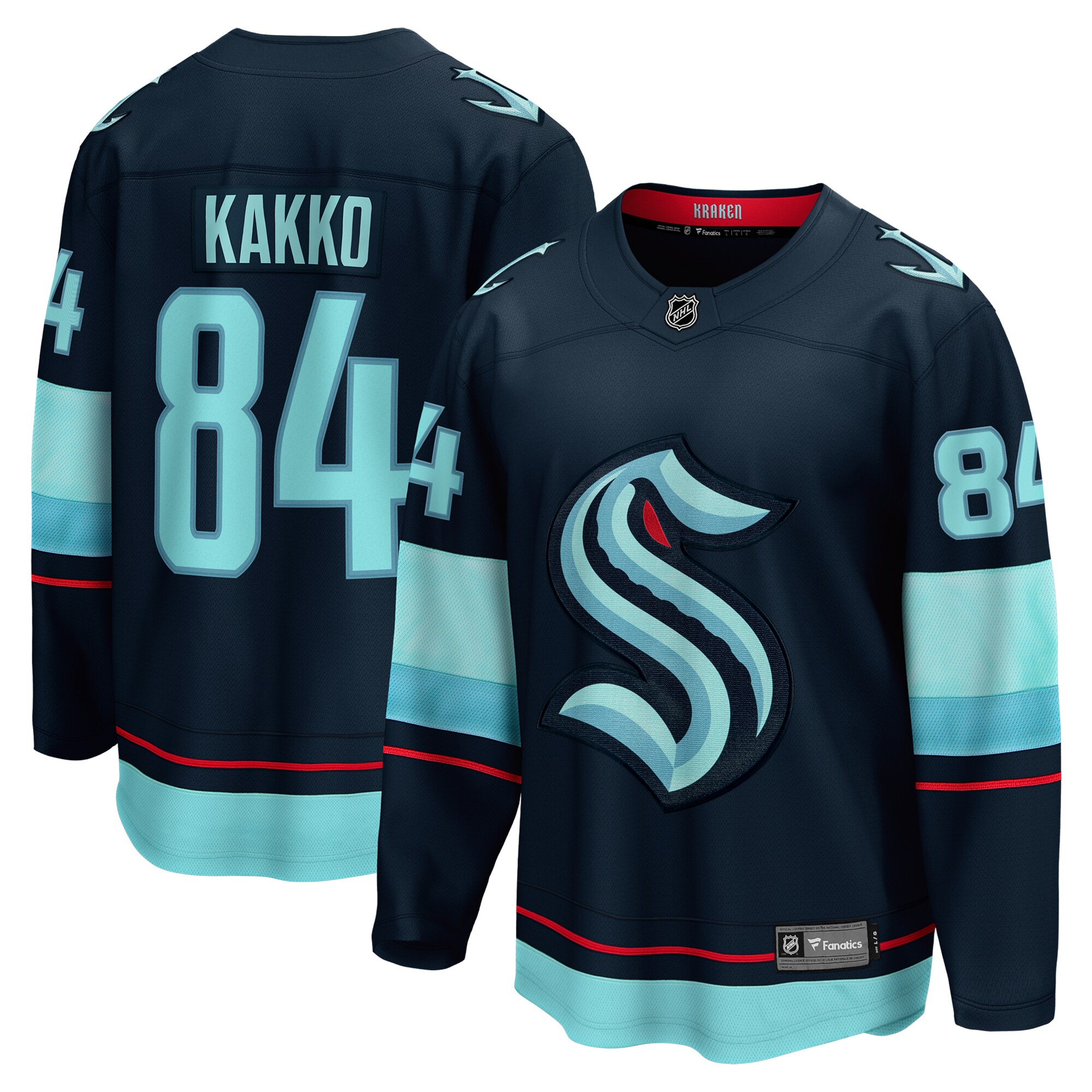 Men's Seattle Kraken Kaapo Kakko Deep Sea Blue Home Breakaway Player Jersey