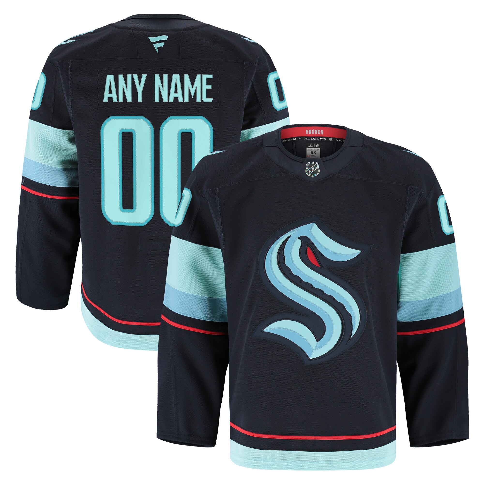 Men's Seattle Kraken Navy Home Pro Custom Jersey