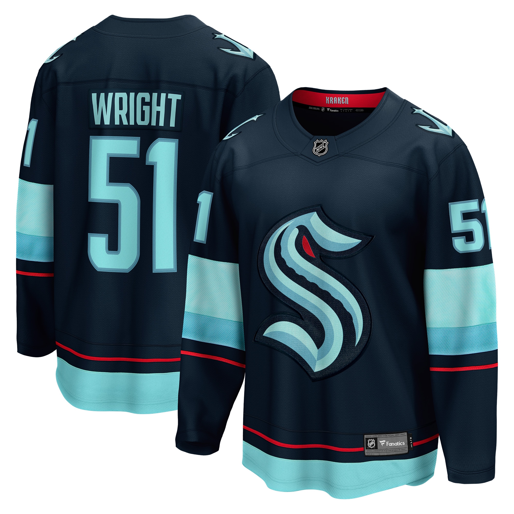 Men's Seattle Kraken Shane Wright Deep Sea Blue Home Breakaway Player Jersey