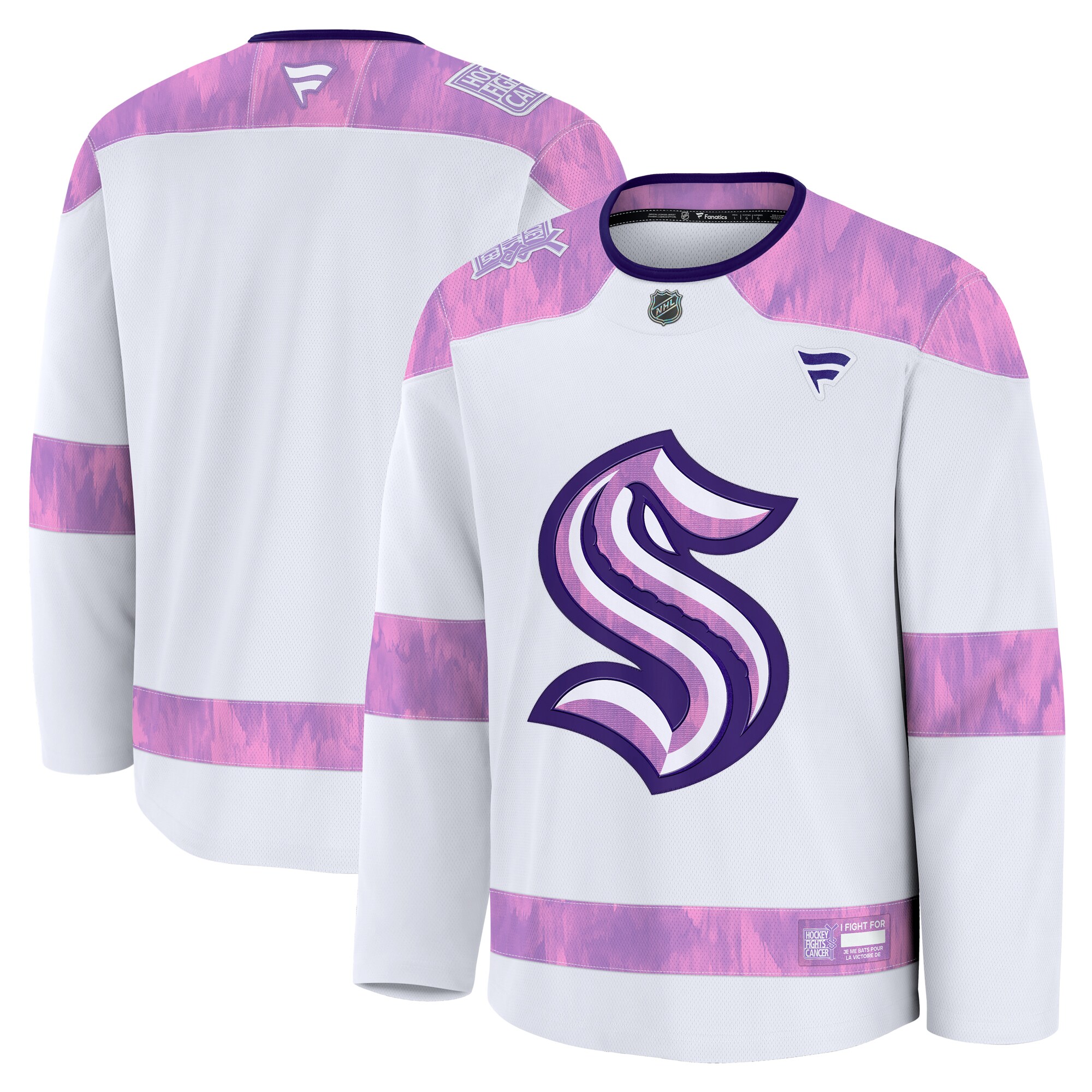 Men's Seattle Kraken White 2024 Hockey Fights Cancer Practice Jersey