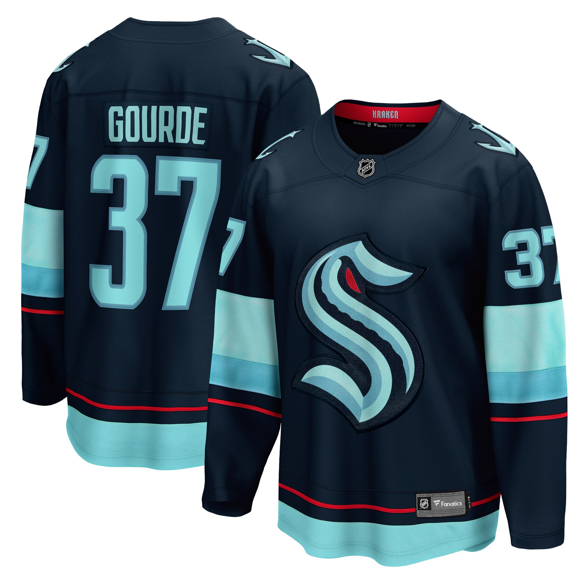Men's Seattle Kraken Yanni Gourde Deep Sea Blue Home Breakaway Player Jersey