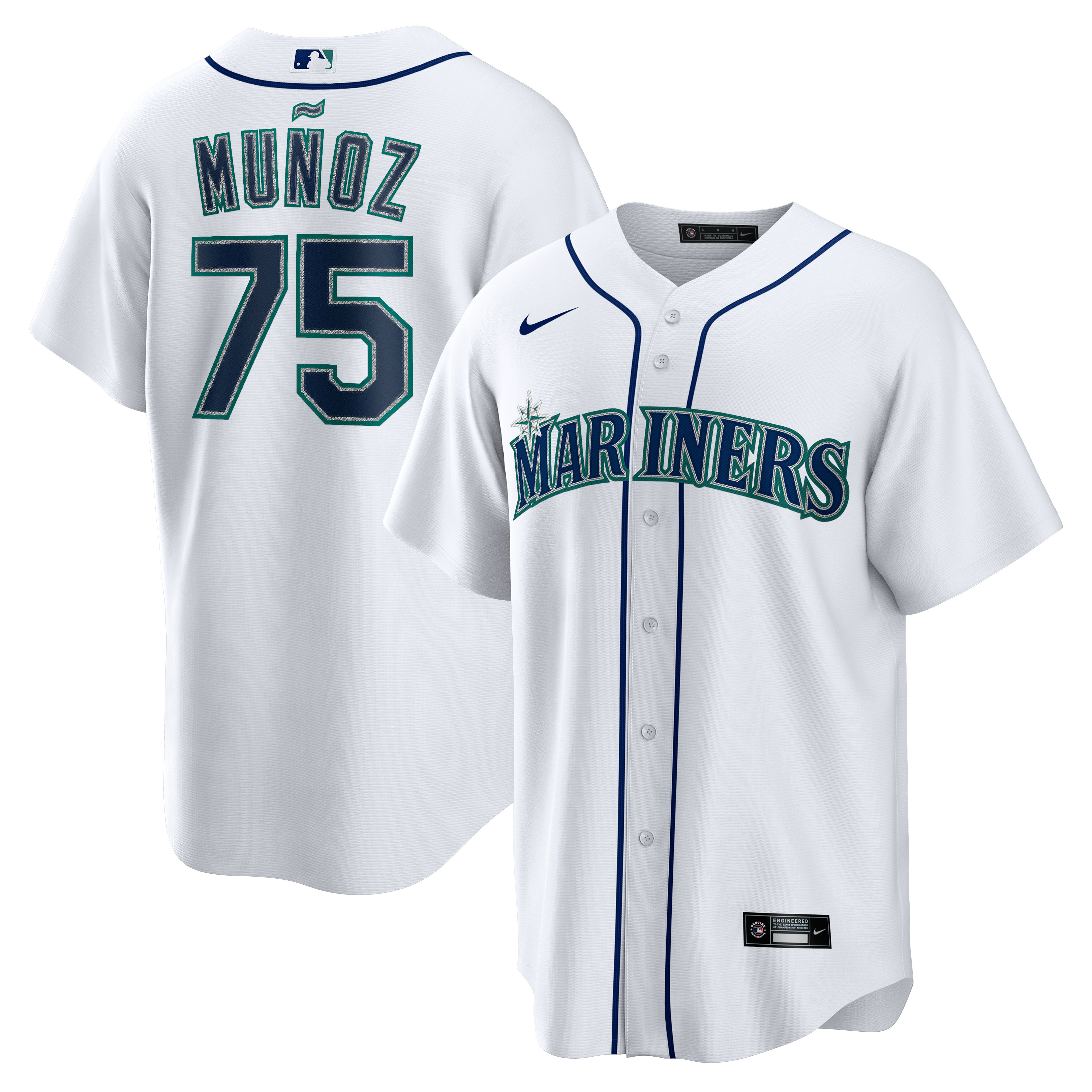 Men's Seattle Mariners Andr?s Mu?oz White Home Player Jersey