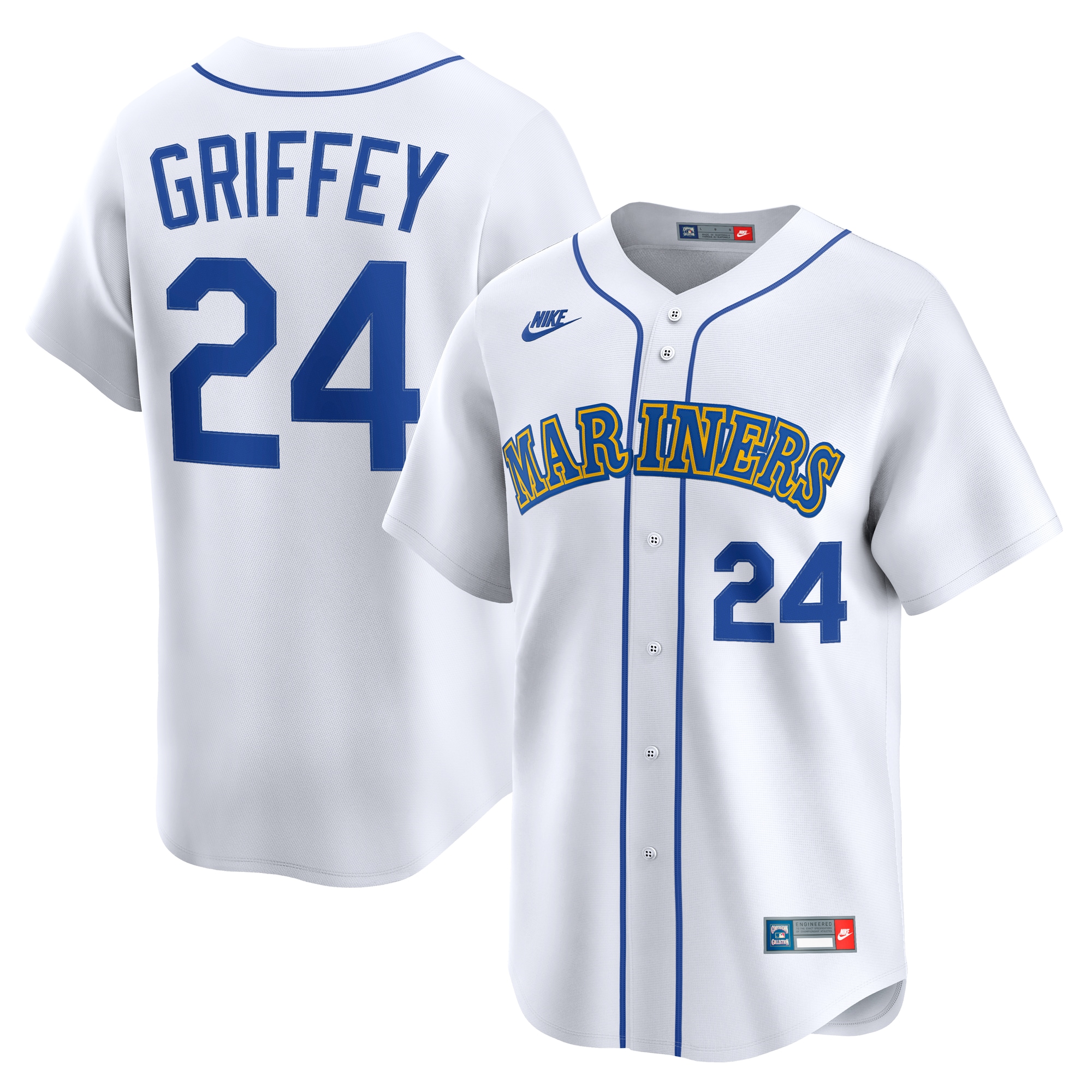 Men's Seattle Mariners Ken Griffey Jr. White Throwback Cooperstown Collection Limited Jersey