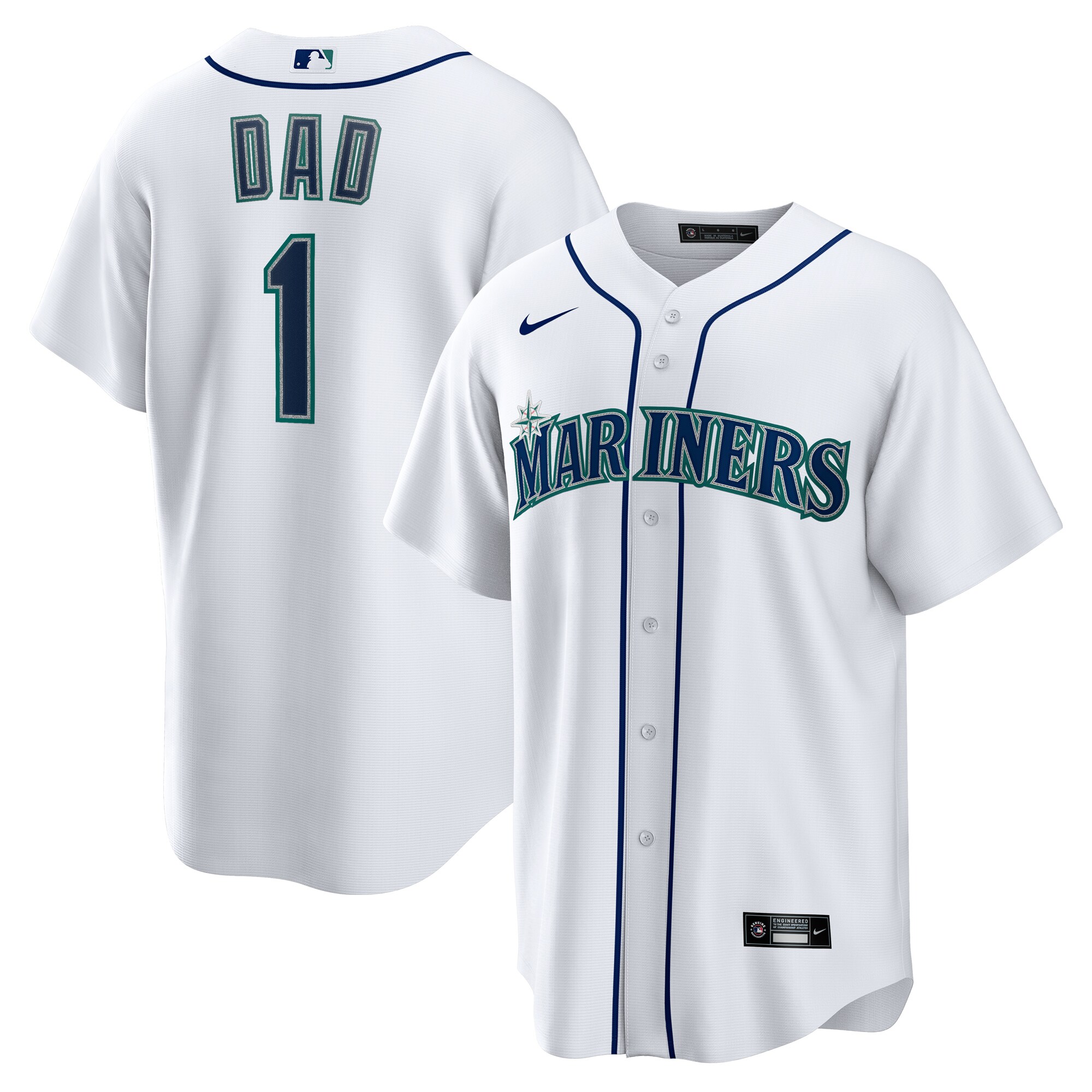 Men's Seattle Mariners White #1 Dad Home Jersey