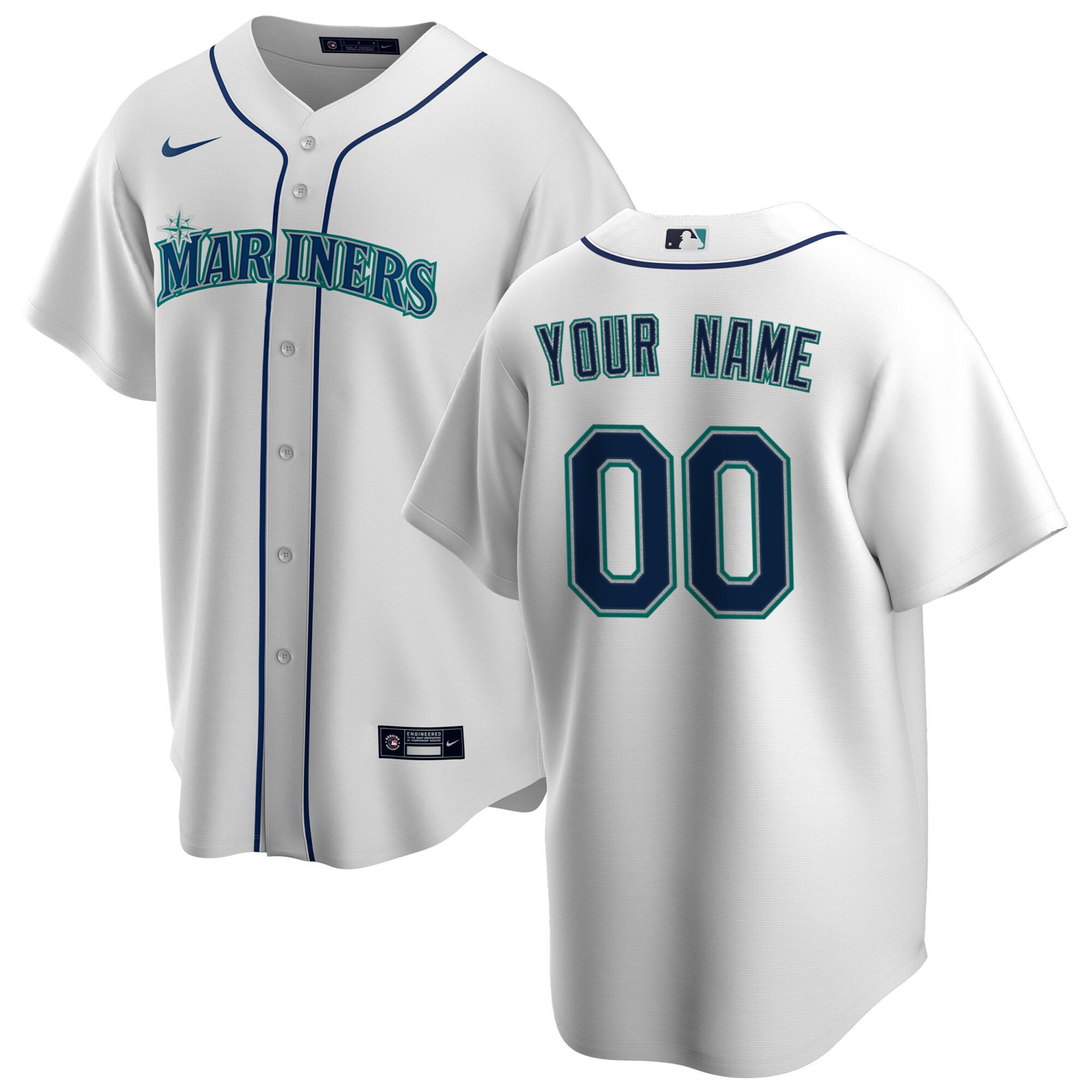 Men's Seattle Mariners White Home Custom Jersey