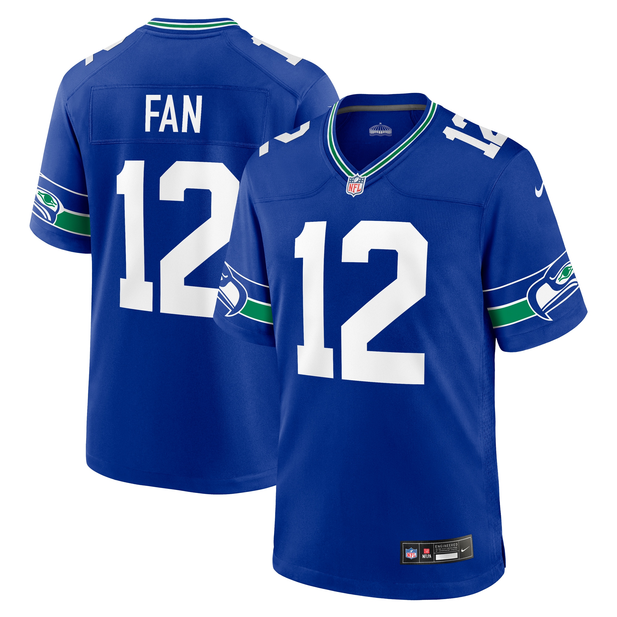Men's Seattle Seahawks 12s Royal Throwback Player Game Jersey Js8731