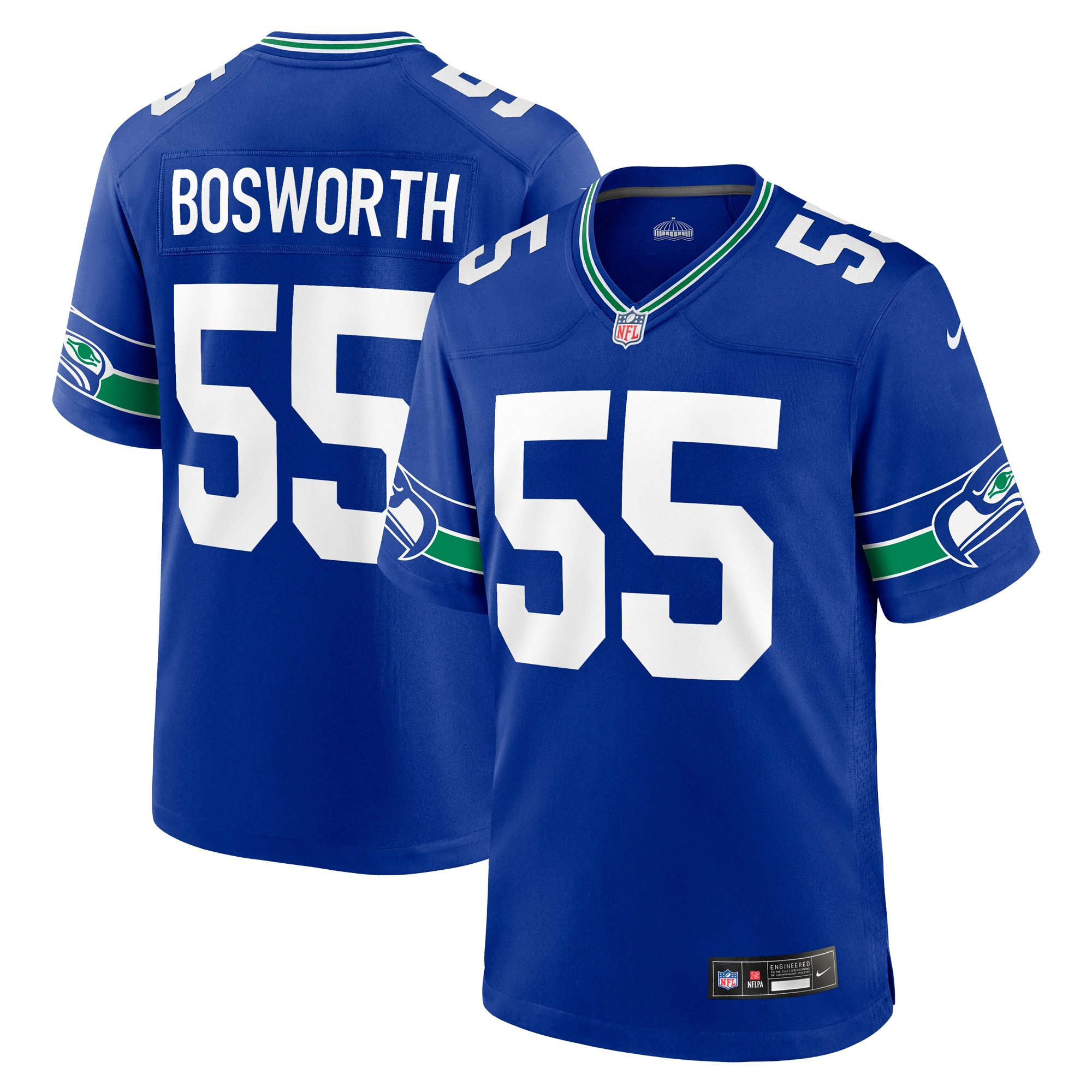 Men's Seattle Seahawks Brian Bosworth Royal Throwback Retired Player Game Jersey Js8993