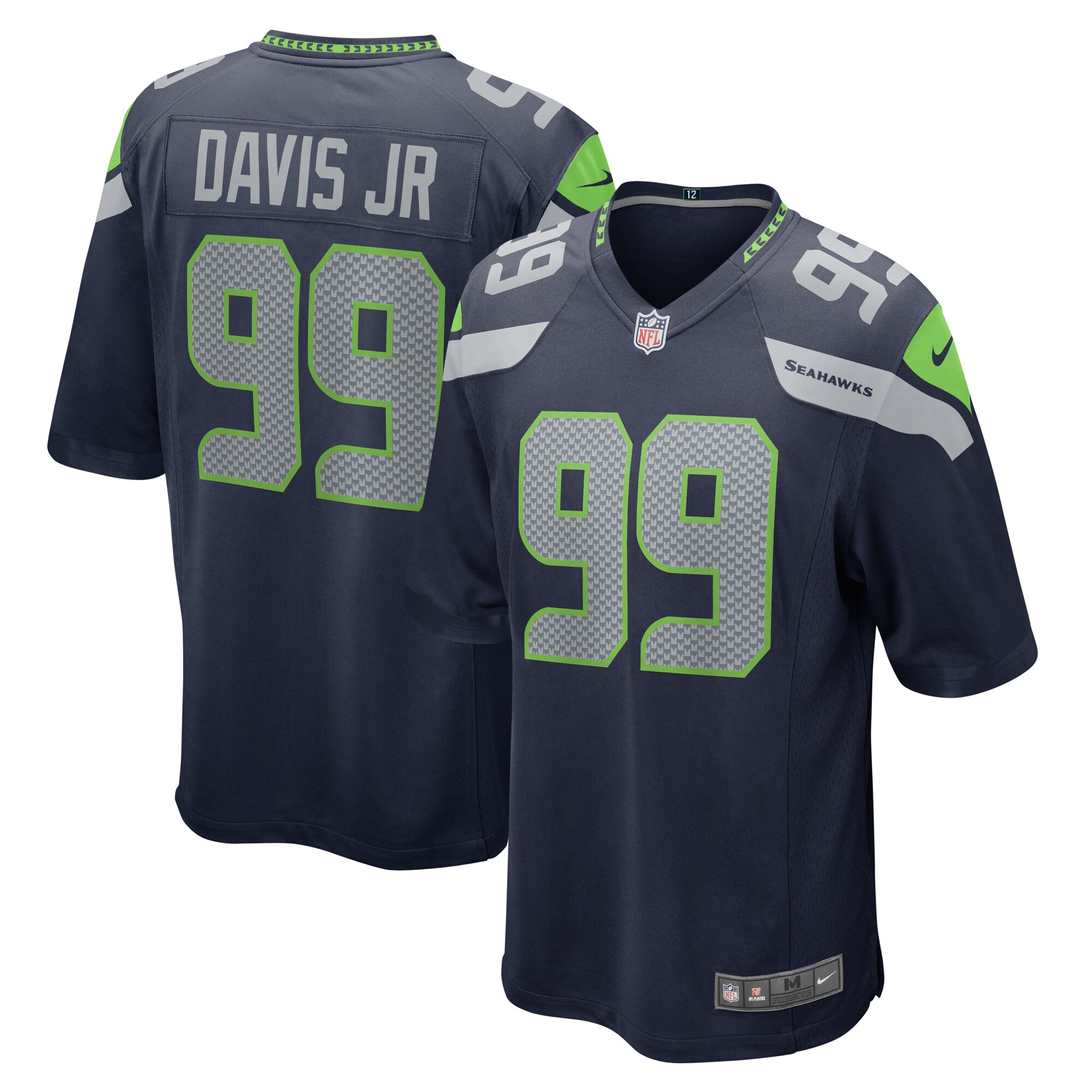 Men's Seattle Seahawks Carl Davis Jr. College Navy Game Jersey Js6149