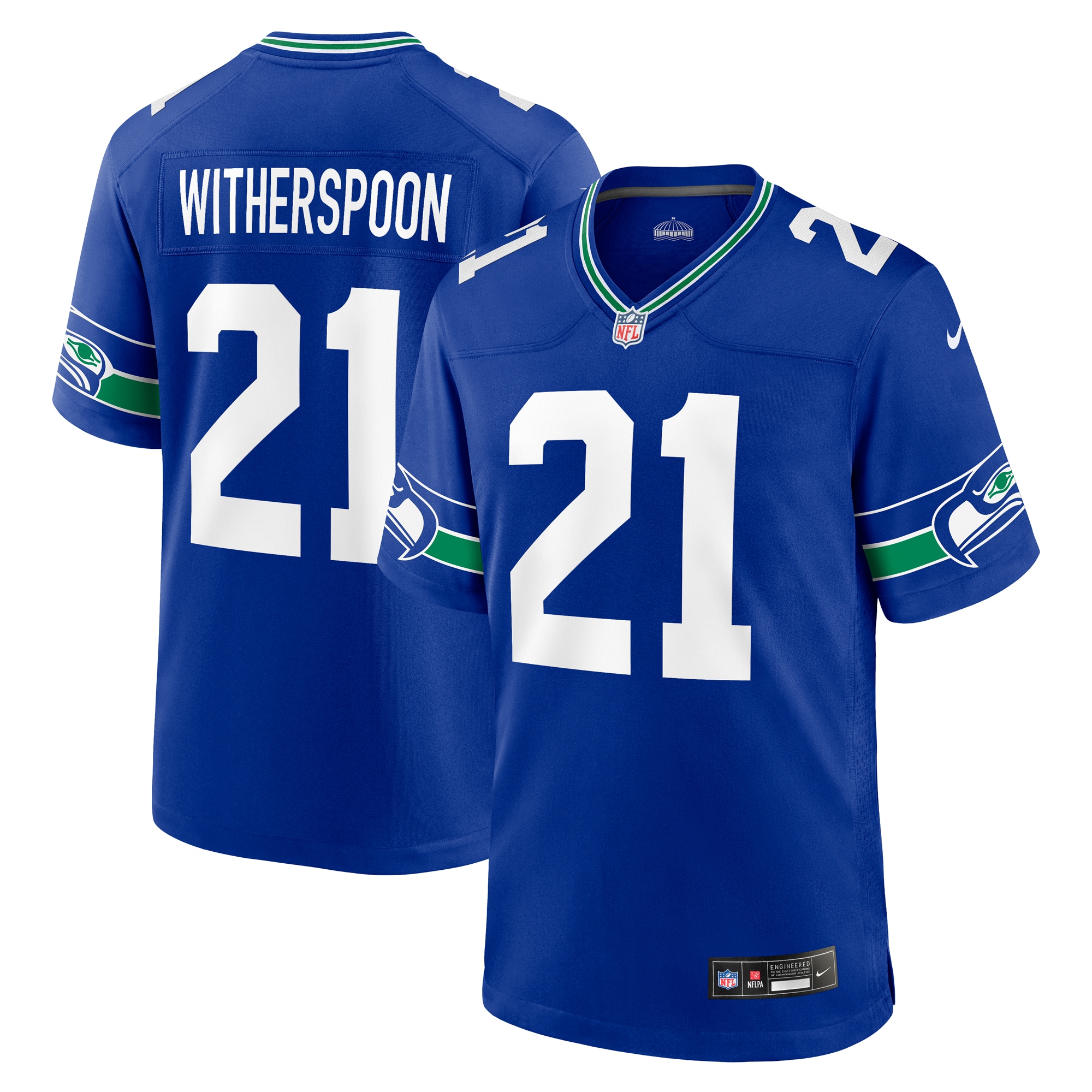 Men's Seattle Seahawks Devon Witherspoon Royal Throwback Player Game Jersey Js5842