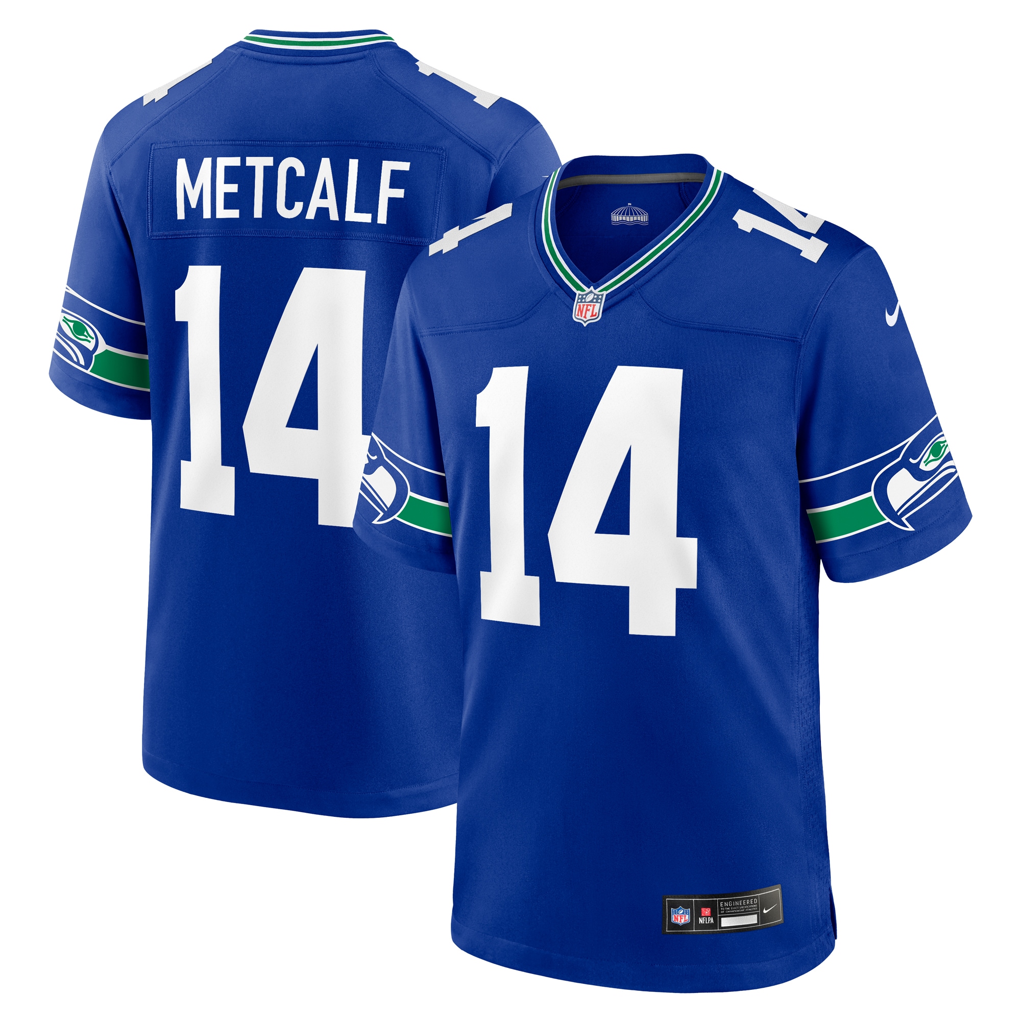 Men's Seattle Seahawks Dk Metcalf Royal Throwback Player Game Jersey Js5964