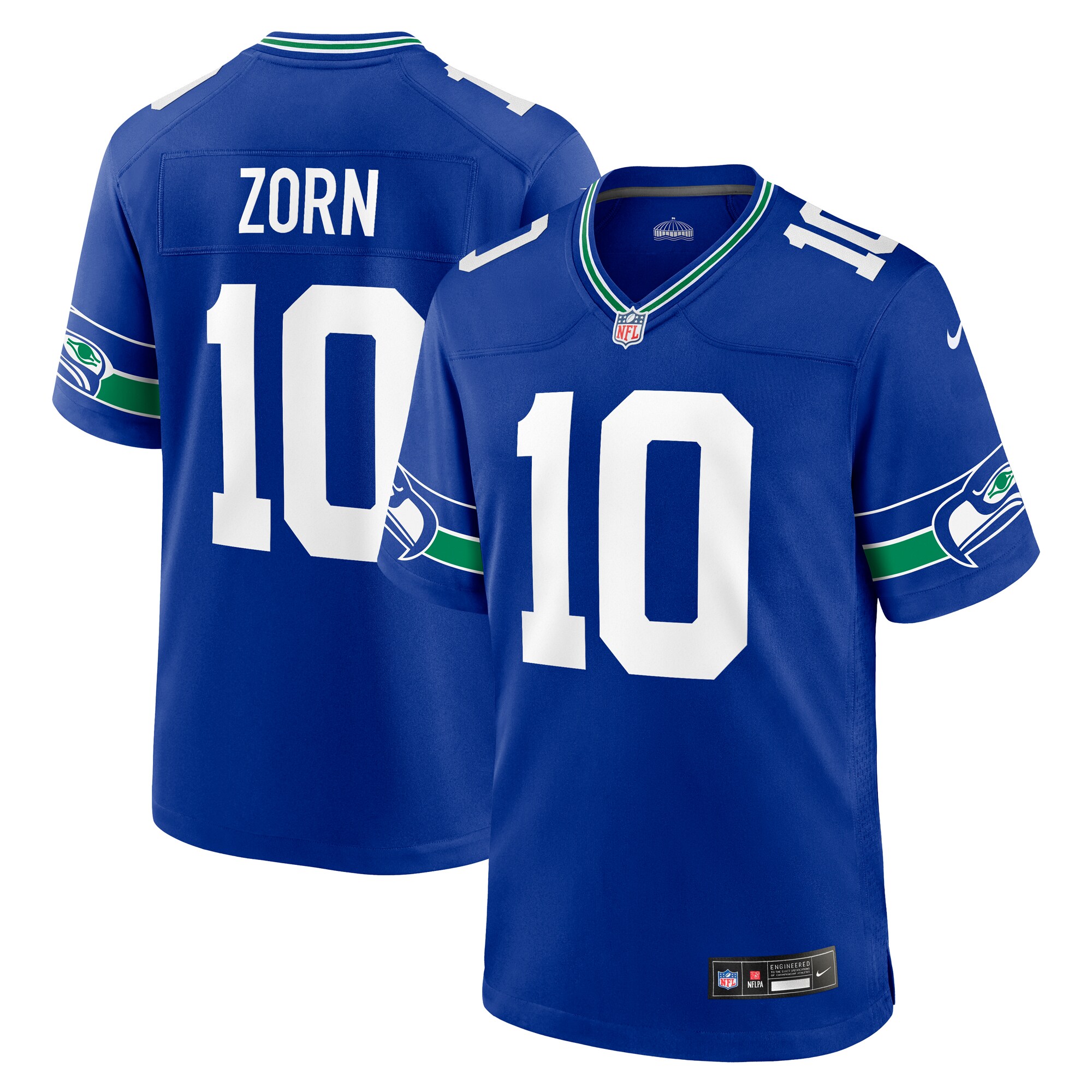 Men's Seattle Seahawks Jim Zorn Royal Throwback Retired Player Game Jersey Js2659