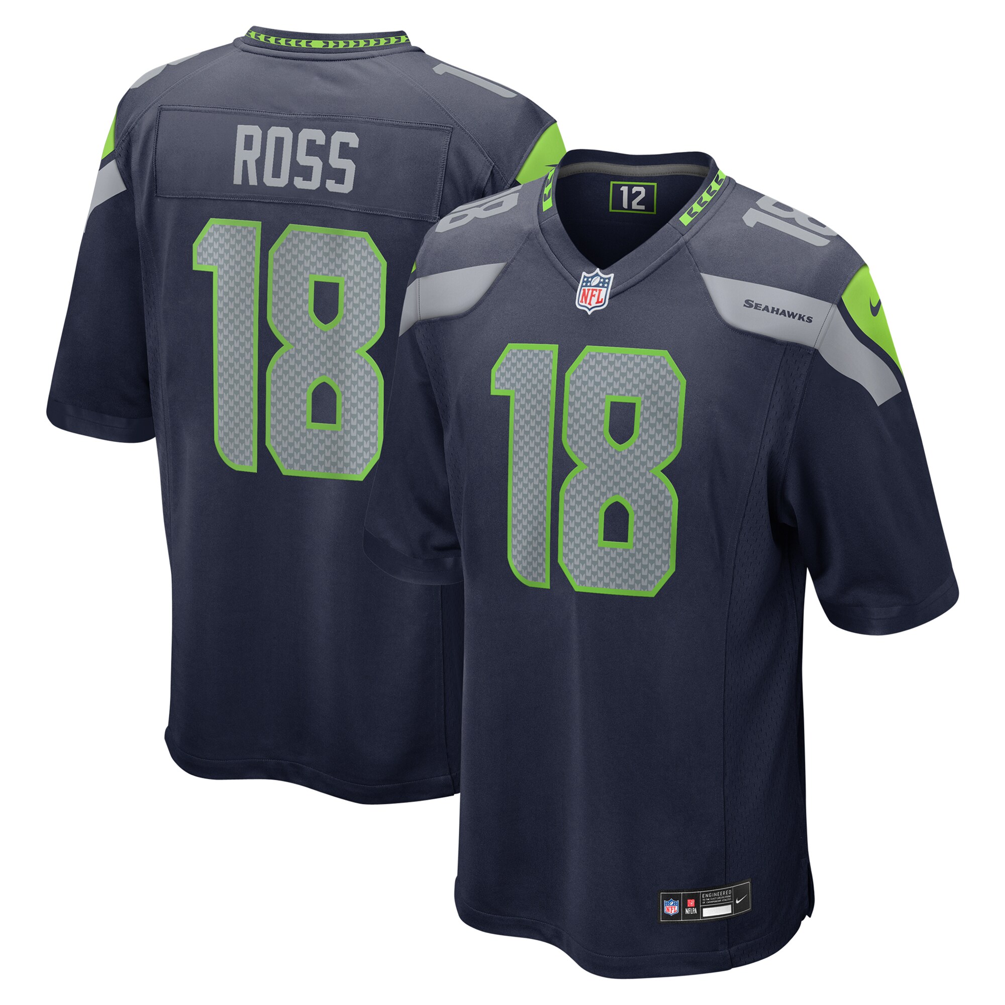 Men's Seattle Seahawks Josh Ross Navy Game Jersey Js9119
