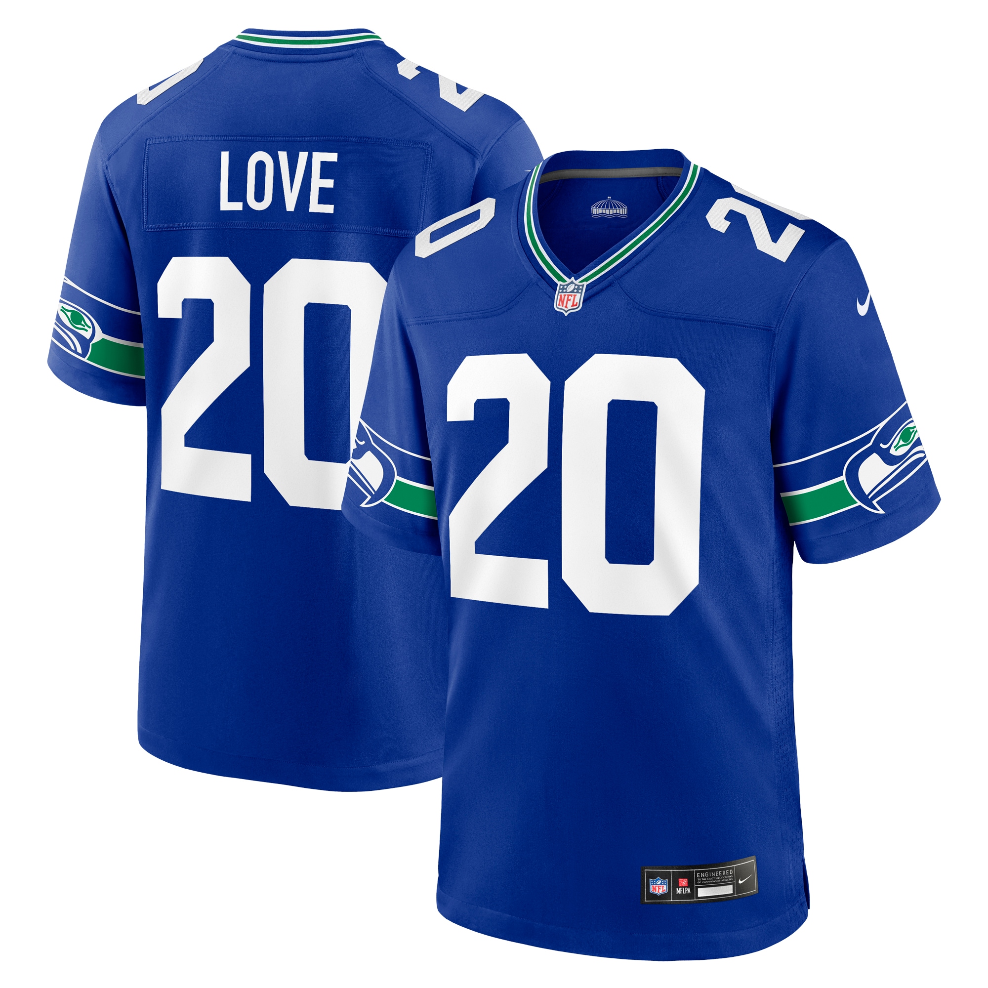 Men's Seattle Seahawks Julian Love Royal Throwback Player Game Jersey Js4150