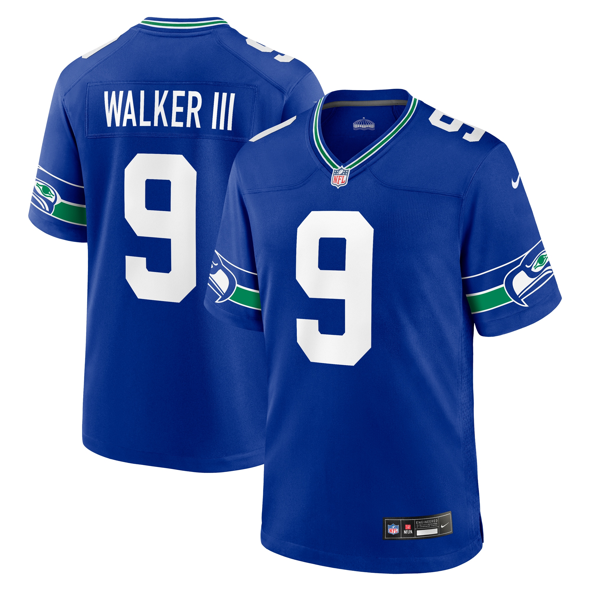 Men's Seattle Seahawks Kenneth Walker Iii Royal Throwback Player Game Jersey Js2811