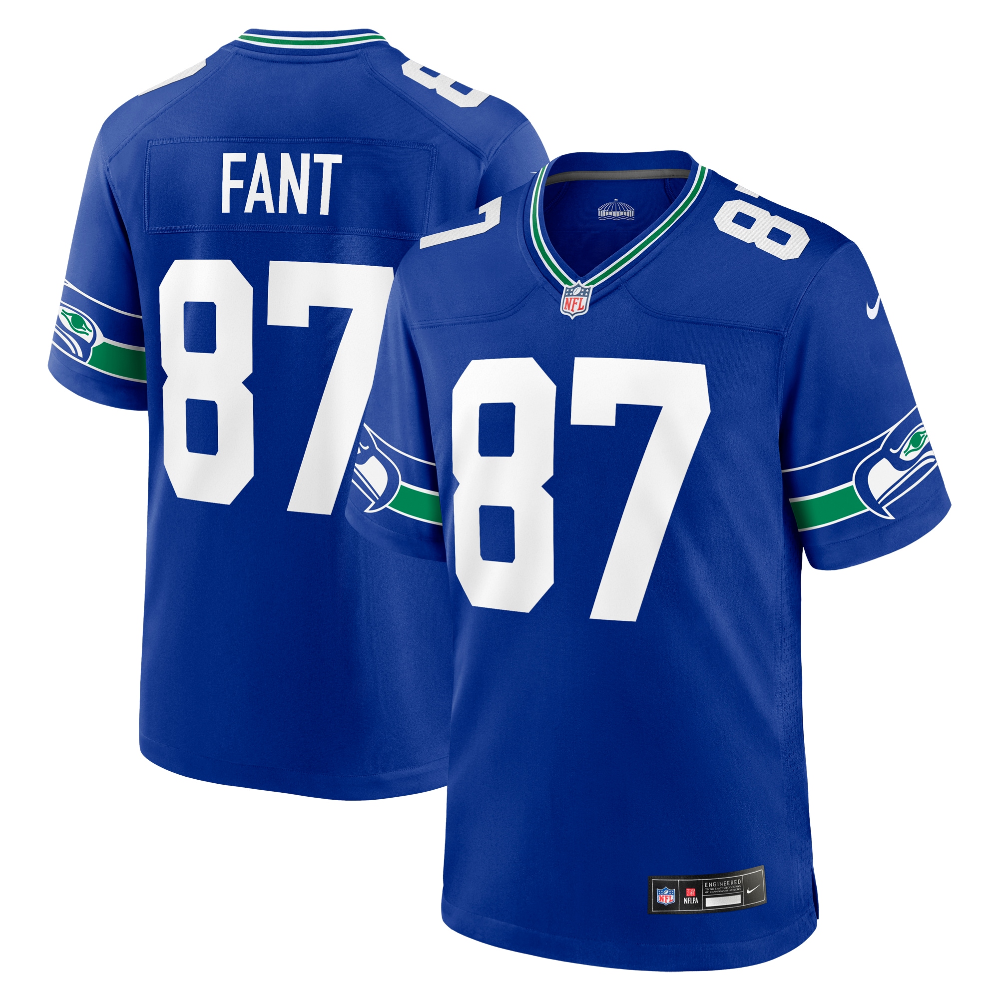 Men's Seattle Seahawks Noah Fant Royal Throwback Player Game Jersey Js9153