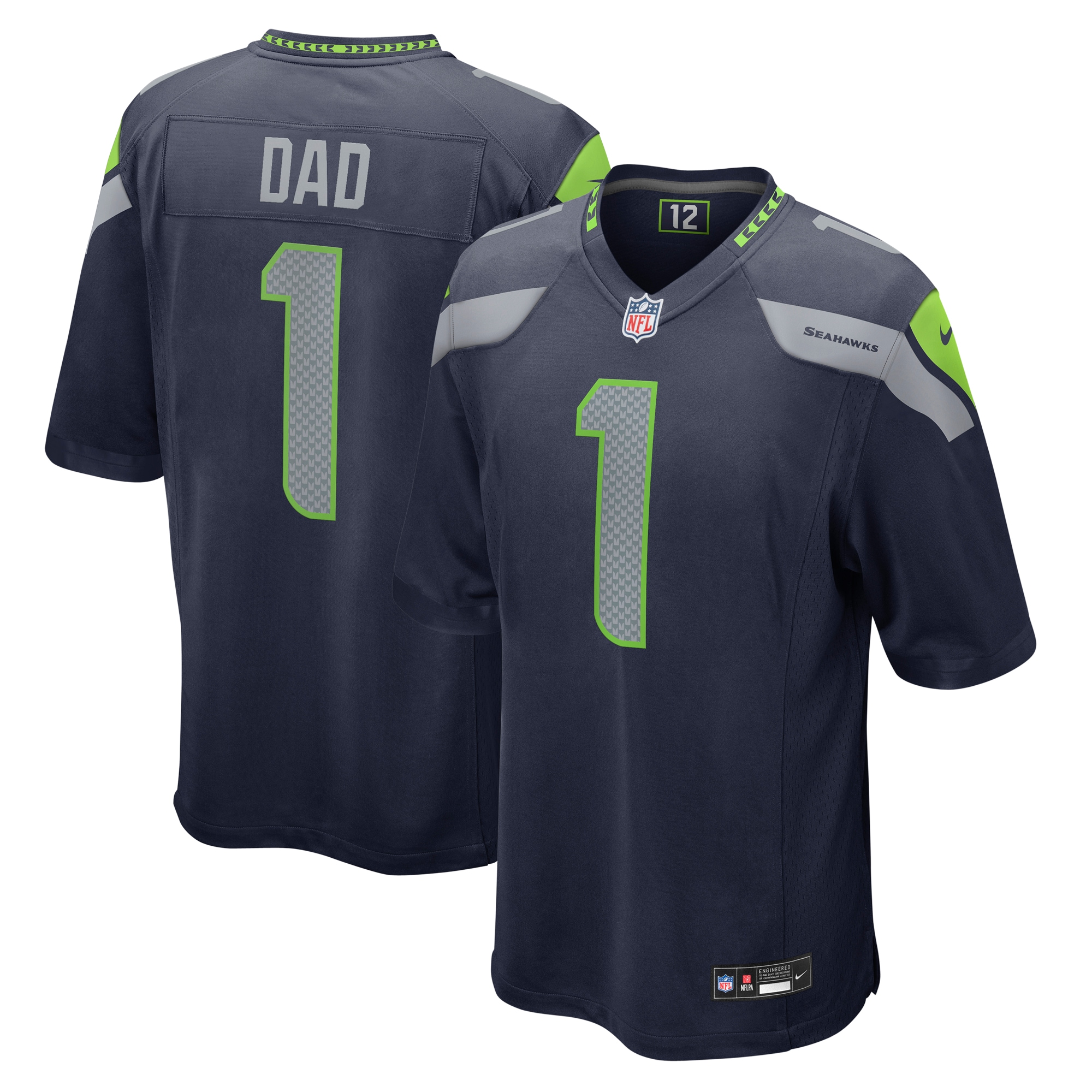 Men's Seattle Seahawks Number 1 Dad College Navy Game Jersey Js5553