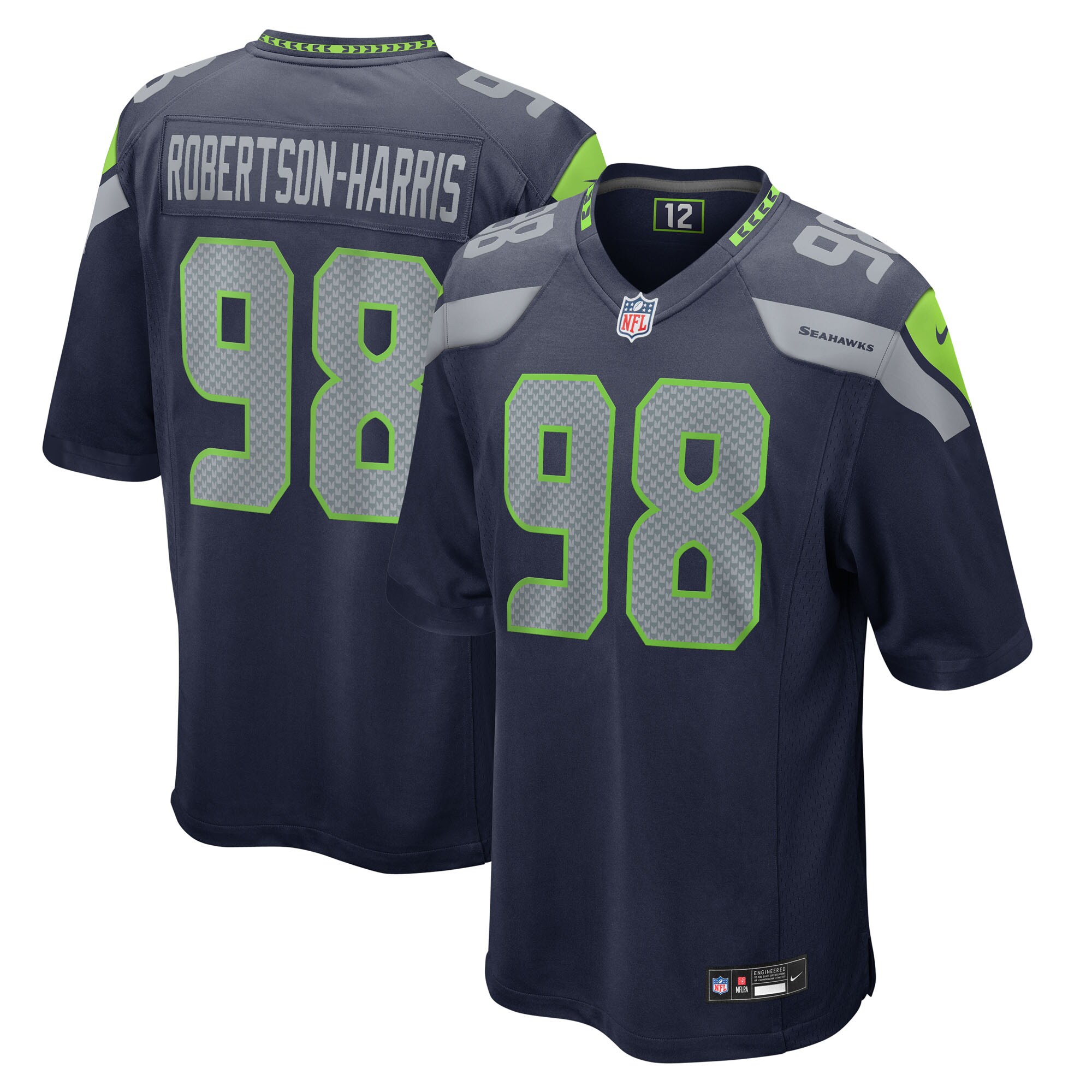 Men's Seattle Seahawks Roy Robertson-harris College Navy Team Game Jersey Js9152