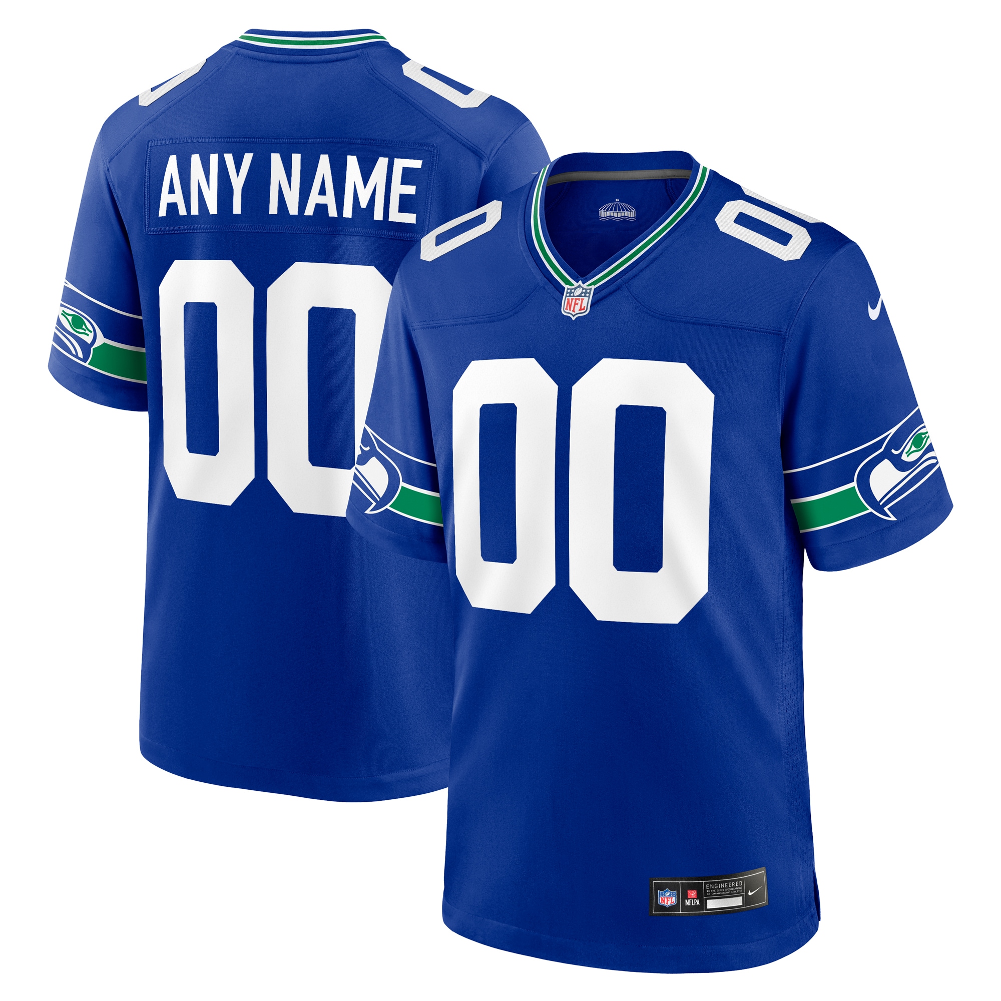 Men's Seattle Seahawks Royal Throwback Custom Jersey Js2973