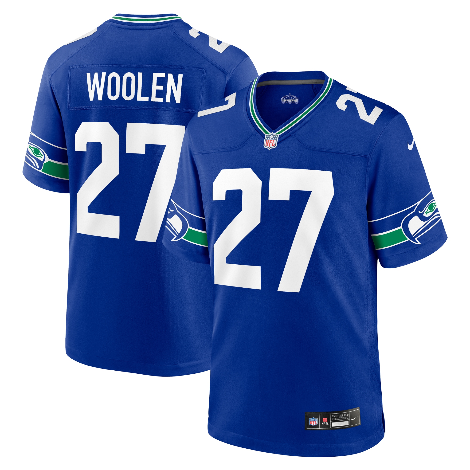 Men's Seattle Seahawks Tariq Woolen Royal Throwback Player Game Jersey Js4515