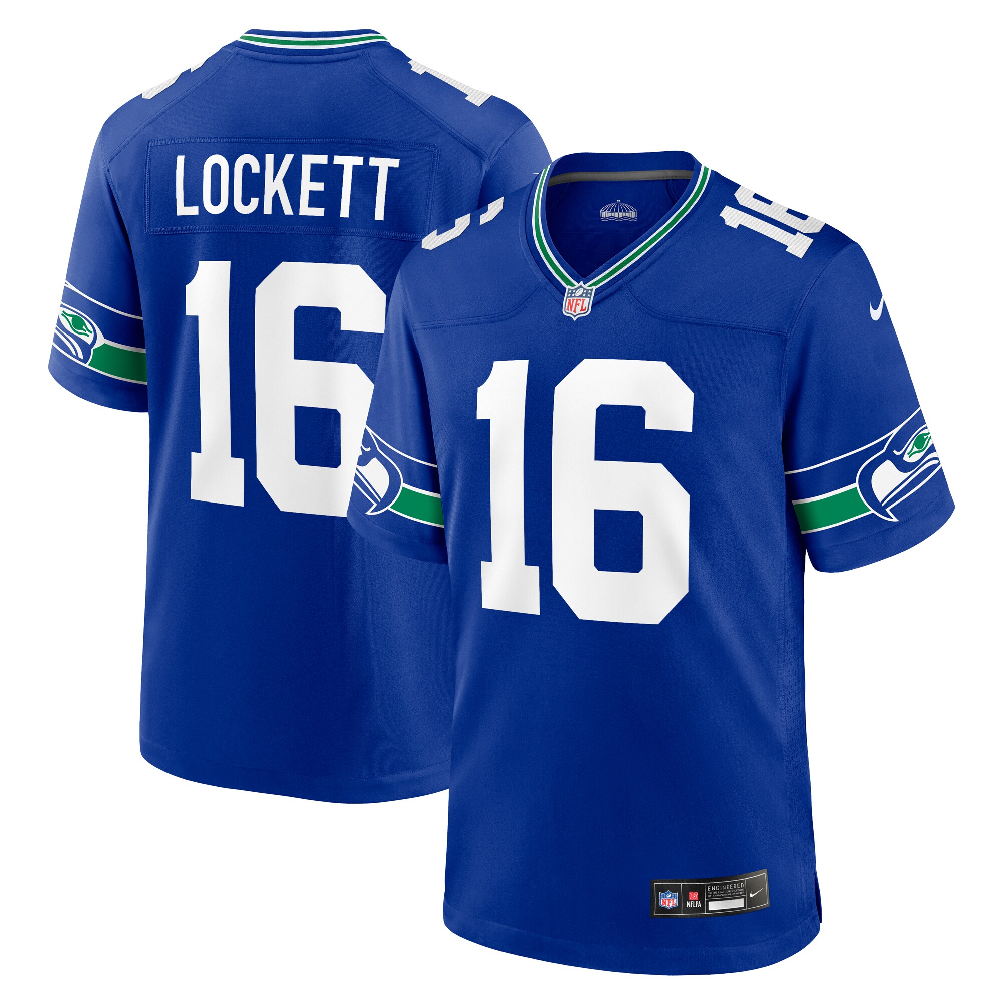 Men's Seattle Seahawks Tyler Lockett Royal Throwback Player Game Jersey Js2696