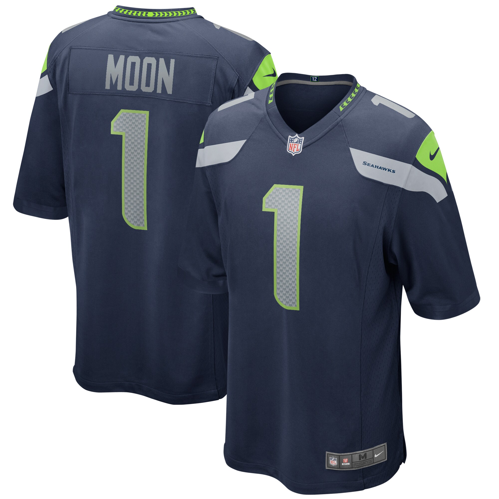 Men's Seattle Seahawks Warren Moon College Navy Game Retired Player Jersey Js3220