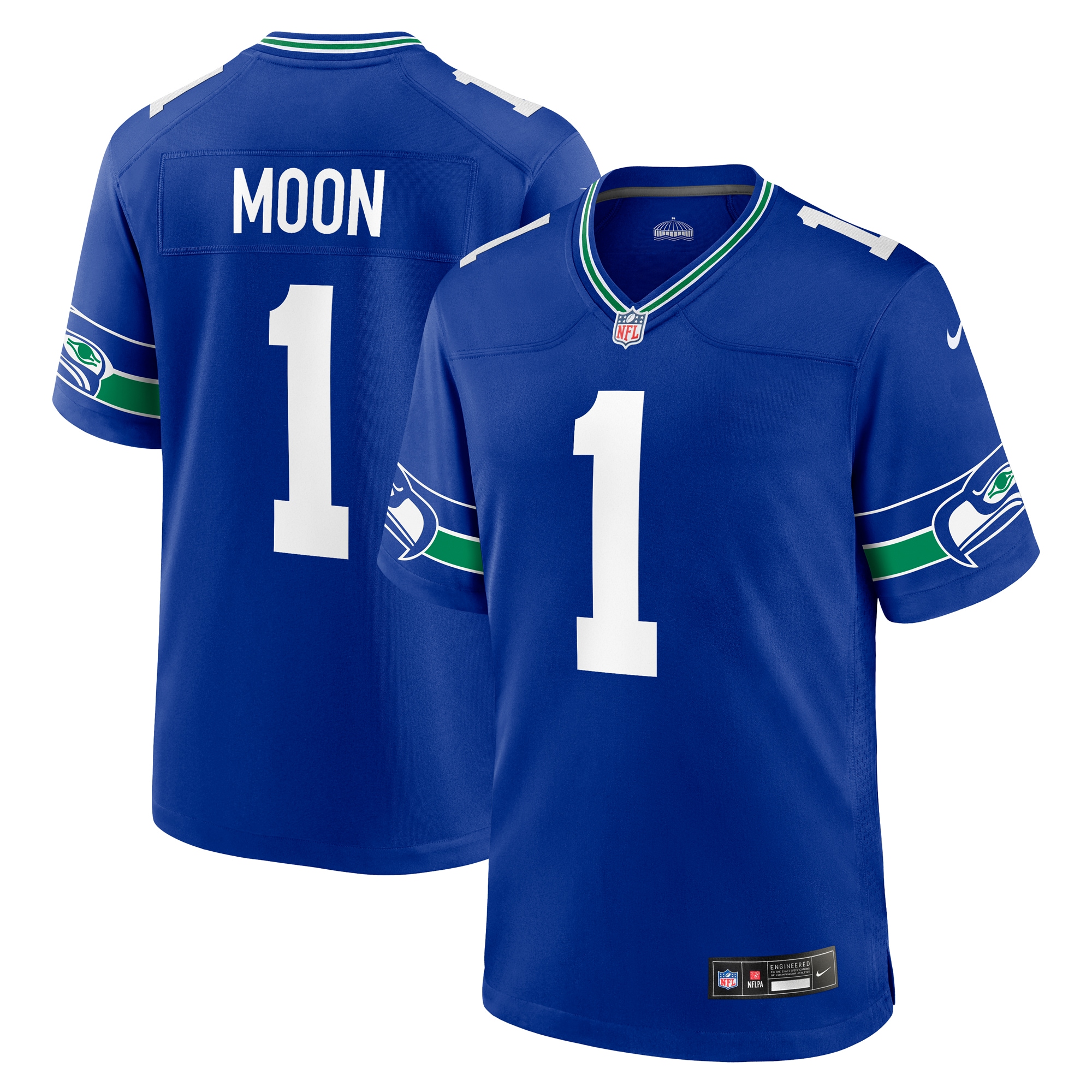 Men's Seattle Seahawks Warren Moon Royal Throwback Retired Player Game Jersey Js6496