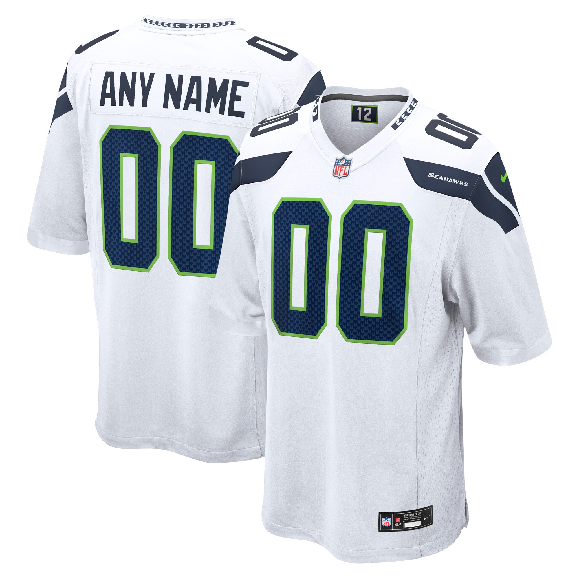 Men's Seattle Seahawks White Custom Game Jersey Js2506