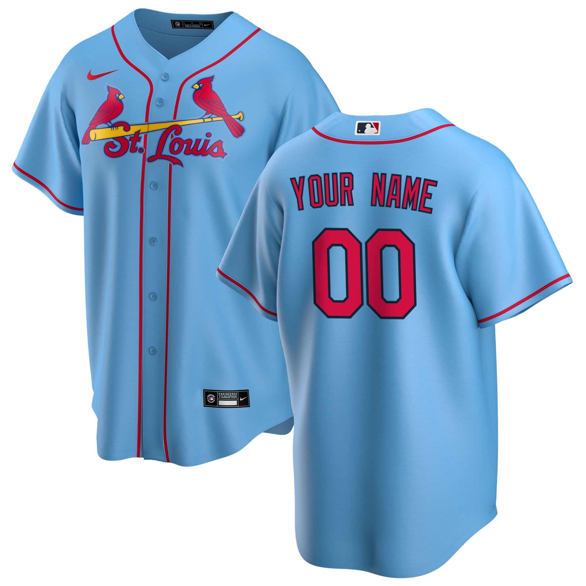 Men's St. Louis Cardinals Light Blue Alternate Custom Jersey