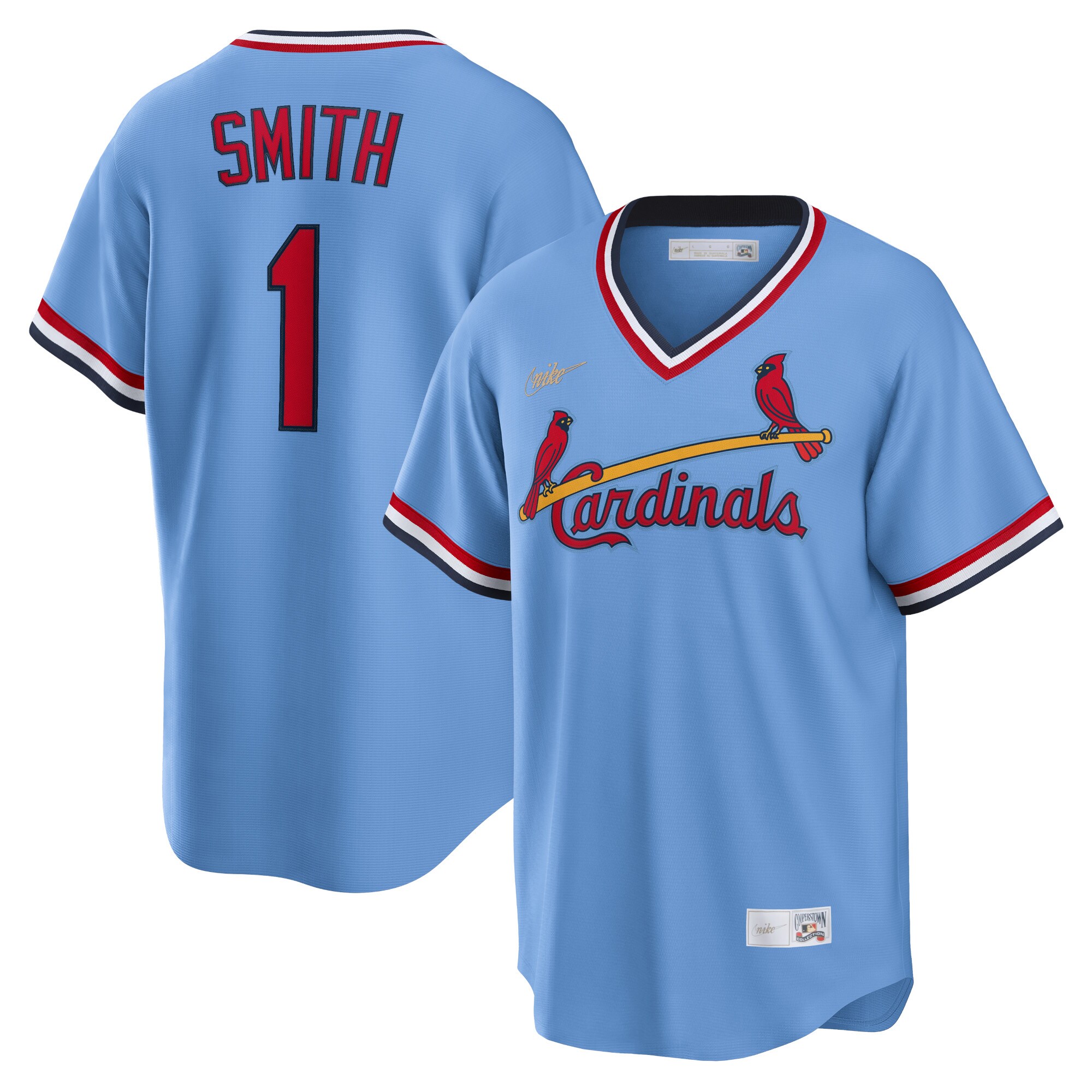 Men's St. Louis Cardinals Ozzie Smith Light Blue Road Cooperstown Collection Player Jersey