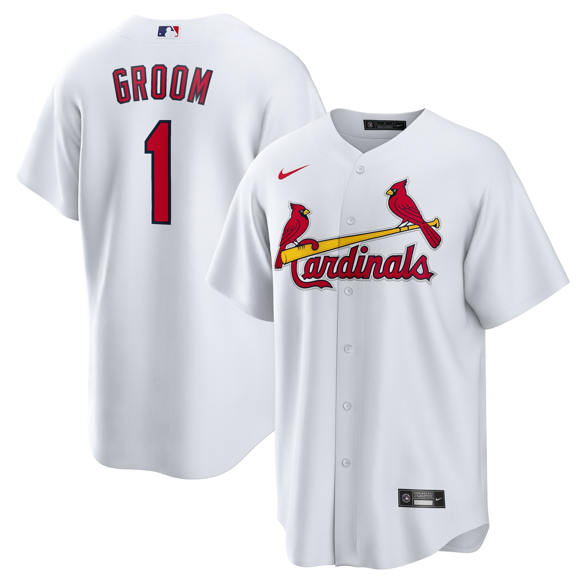 Men's St. Louis Cardinals White #1 Groom Home Jersey