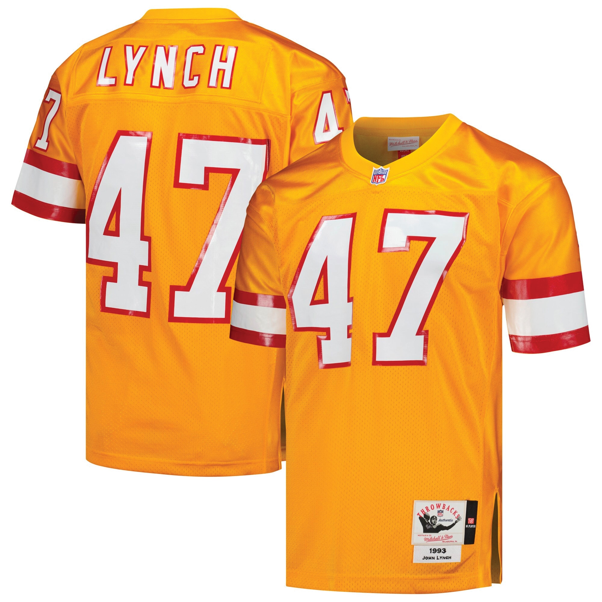 Men's Tampa Bay Buccaneers 1993 John Lynch Mitchell & Ness Orange Throwback Retired Player Jersey Js3815