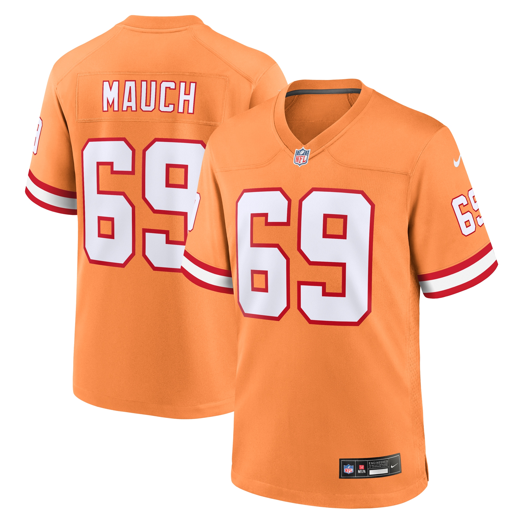 Men's Tampa Bay Buccaneers Cody Mauch Orange Throwback Game Jersey Js5118