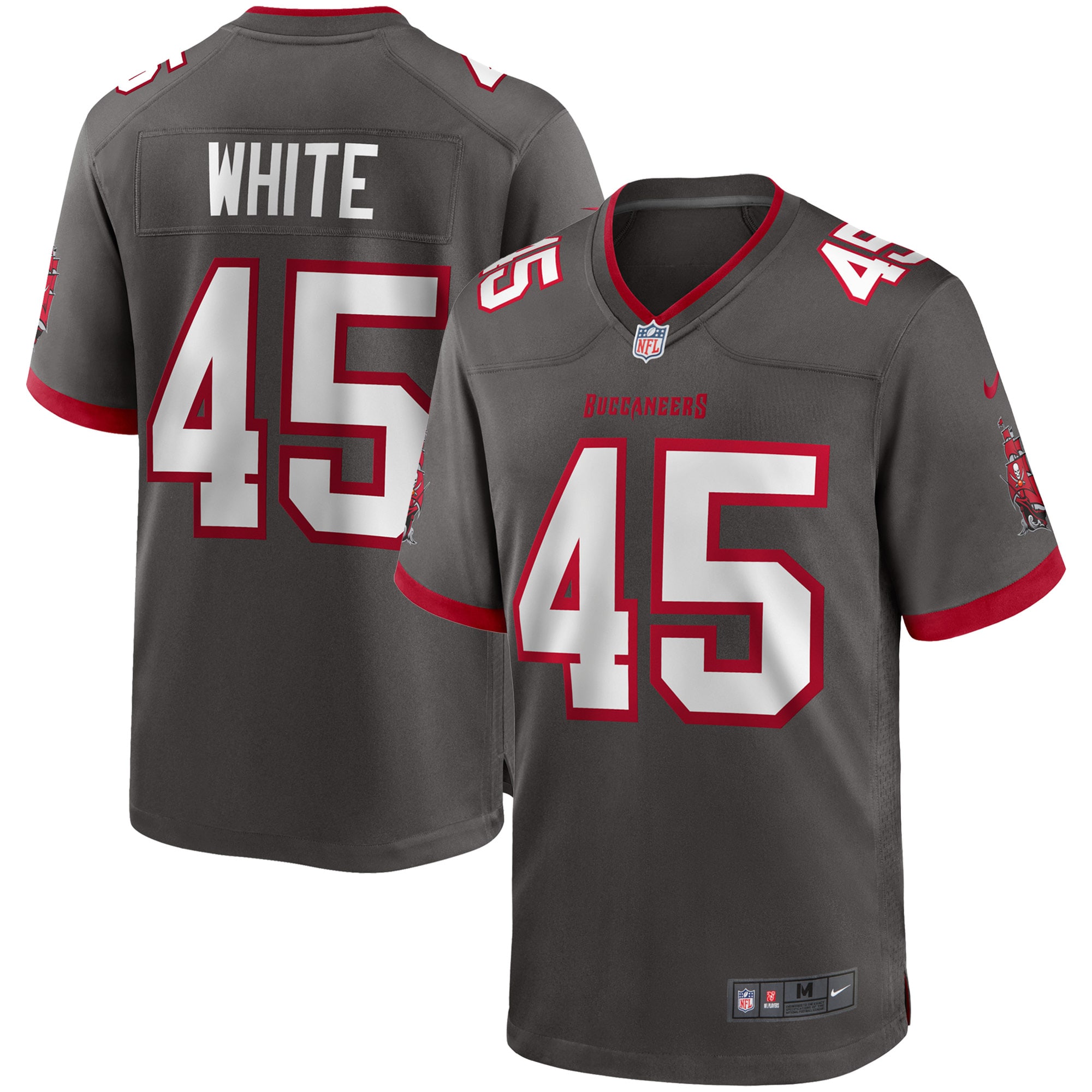 Men's Tampa Bay Buccaneers Devin White Pewter Game Jersey Js5263