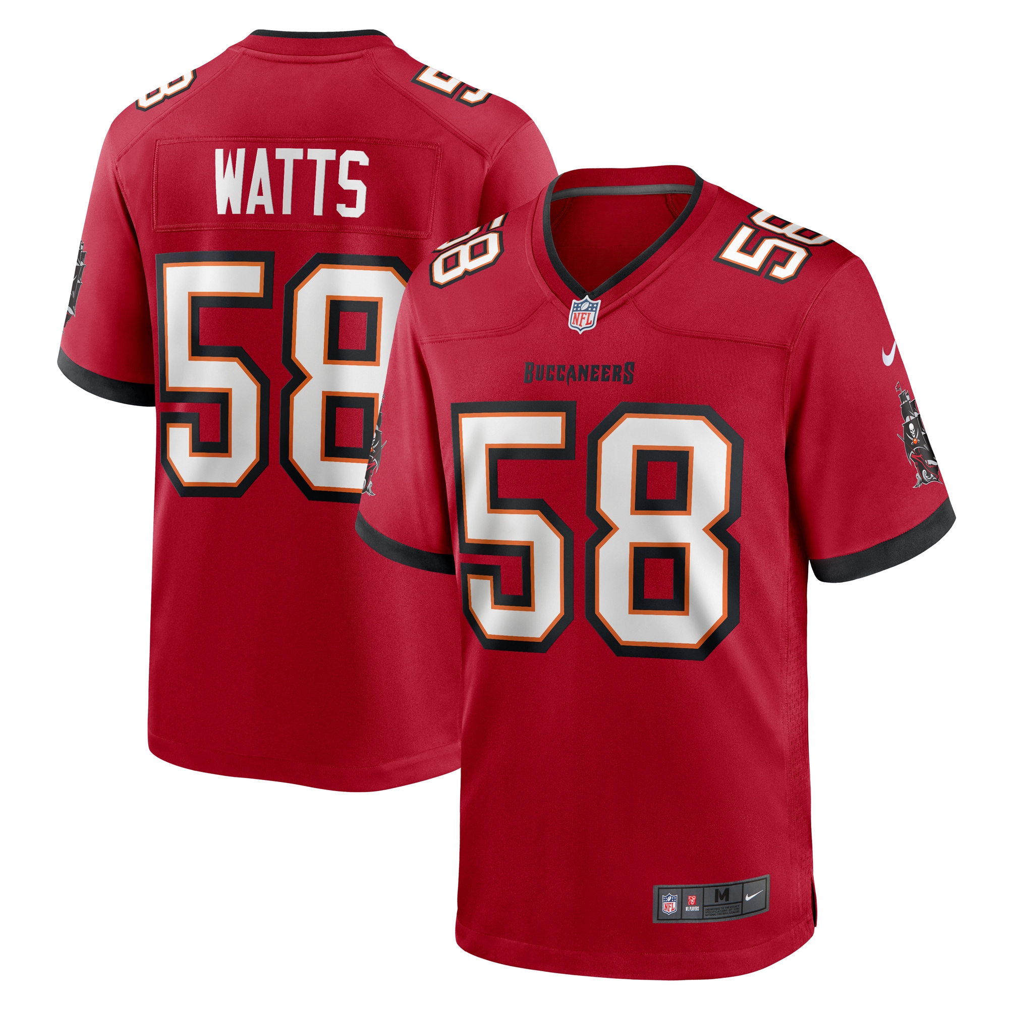 Men's Tampa Bay Buccaneers Markees Watts Red Game Jersey Js7726