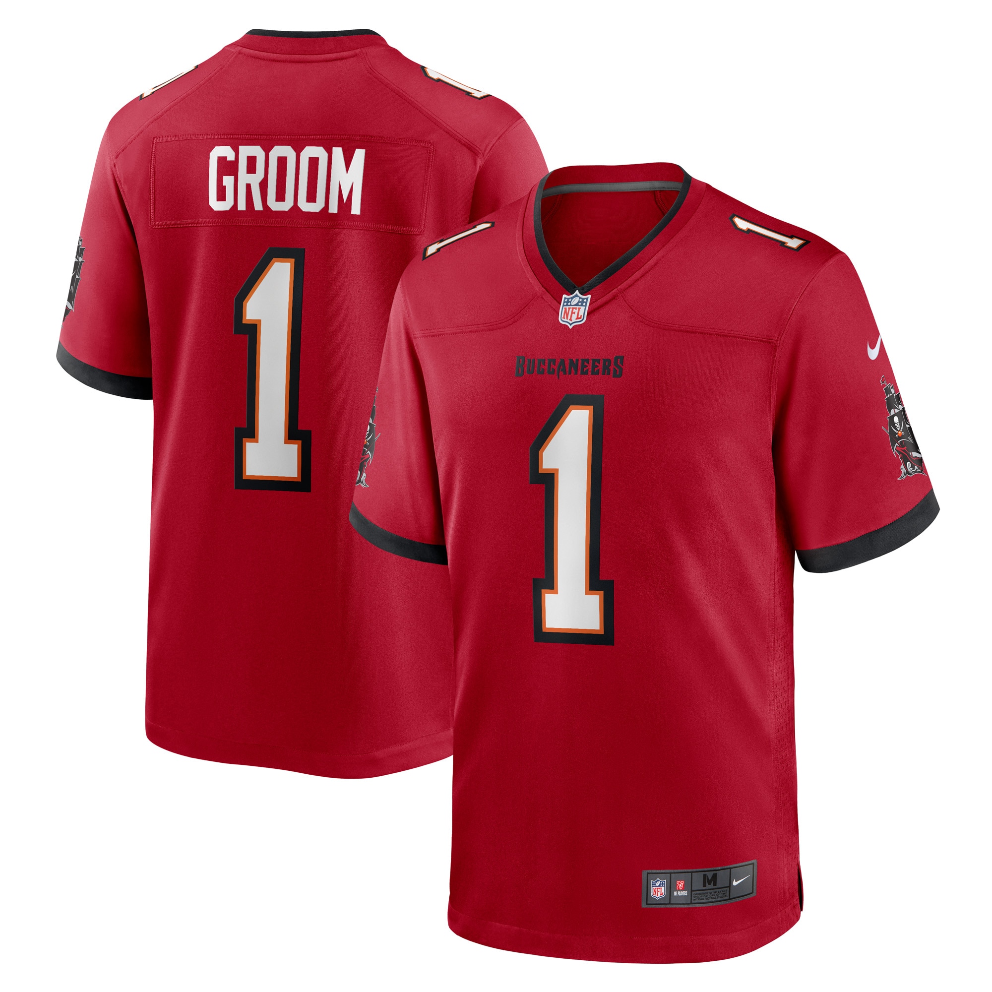 Men's Tampa Bay Buccaneers Number 1 Groom Red Game Jersey Js3705