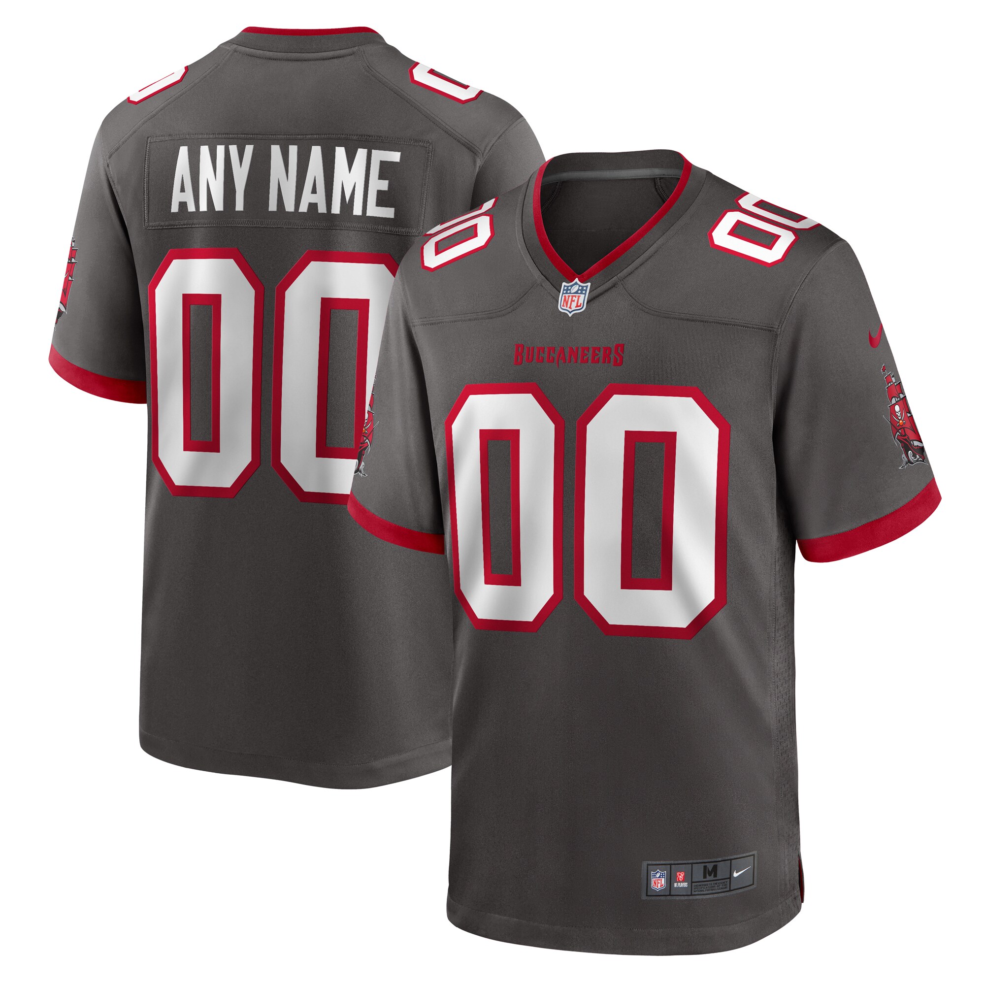 Men's Tampa Bay Buccaneers Pewter Alternate Custom Game Jersey Js8917