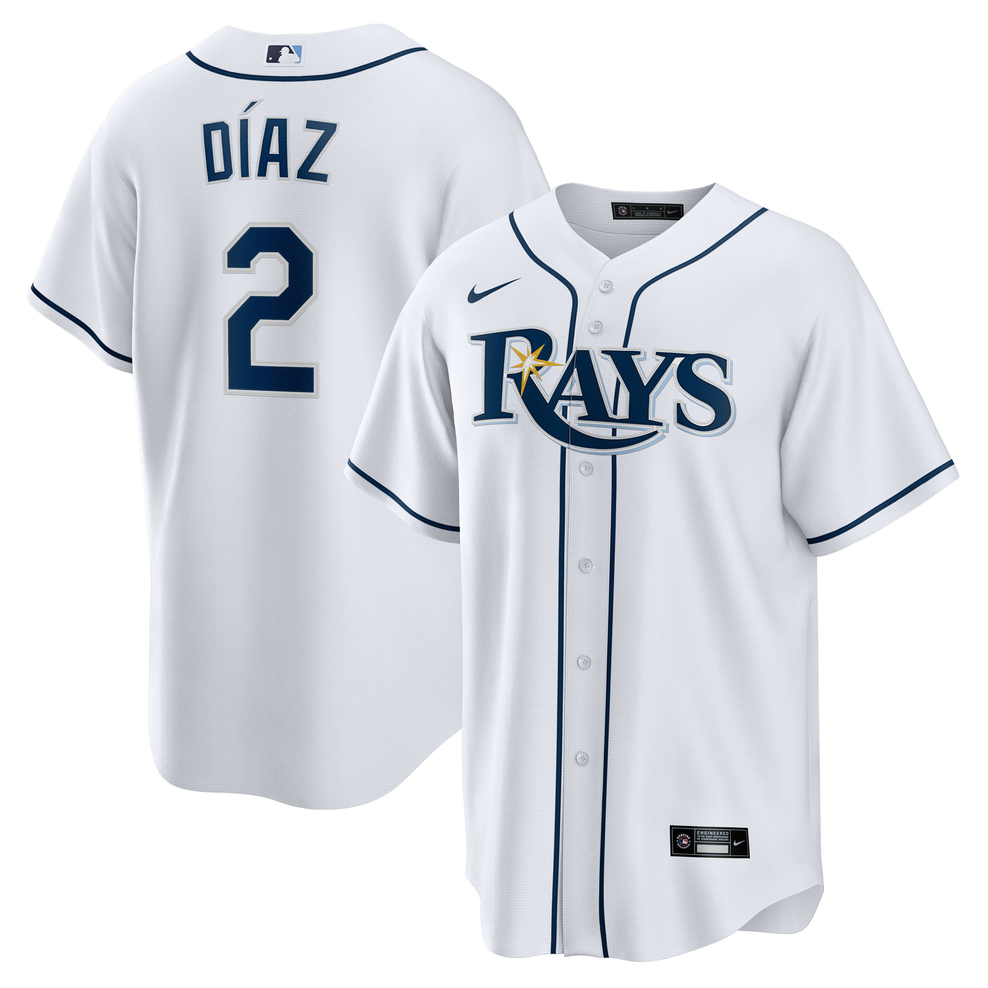 Men's Tampa Bay Rays Yandy D?az White Home Player Jersey