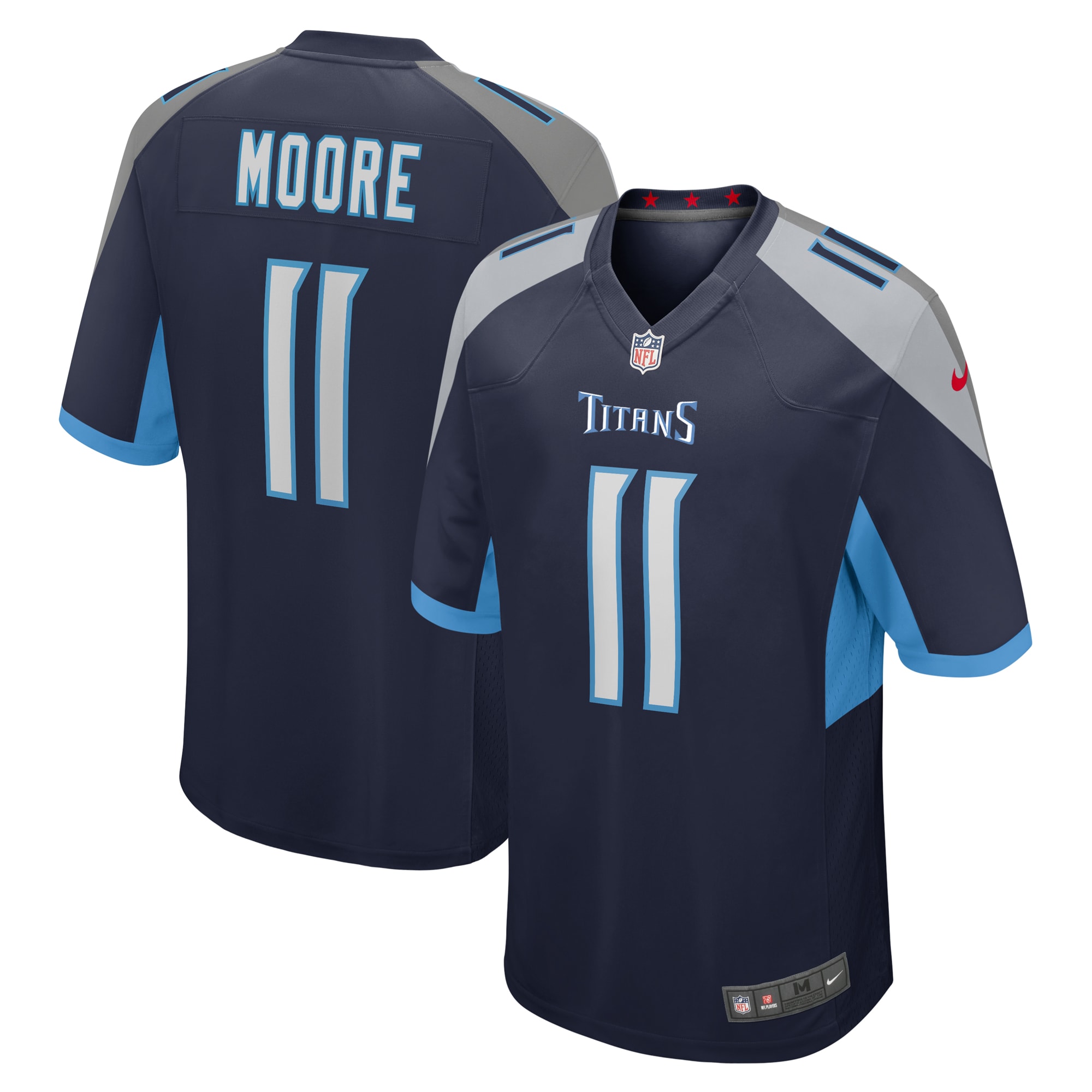 Men's Tennessee Titans Chris Moore Navy Game Jersey Js7008
