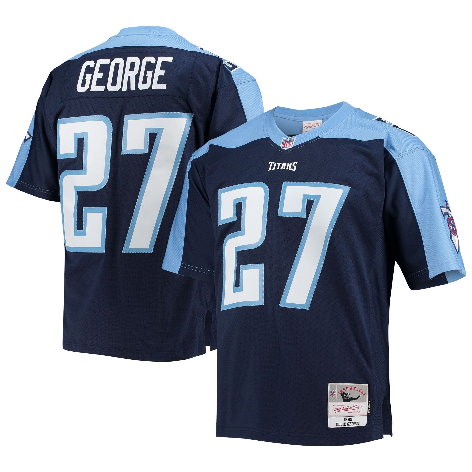 Men's Tennessee Titans Eddie George Mitchell & Ness Navy Big & Tall 1999 Retired Player Jersey Js5260