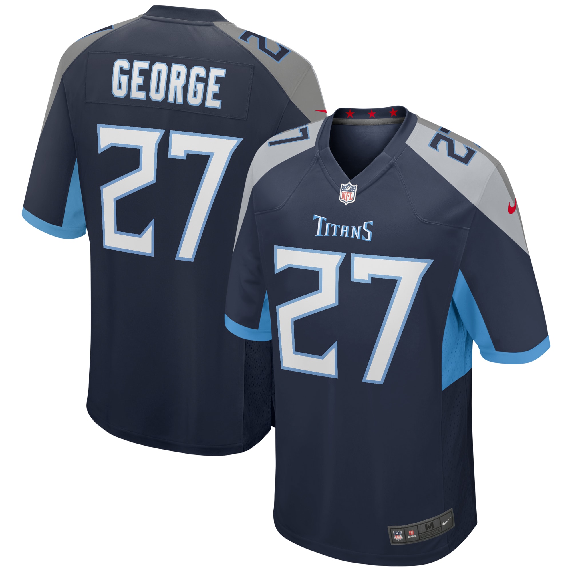 Men's Tennessee Titans Eddie George Navy Game Retired Player Jersey Js3612