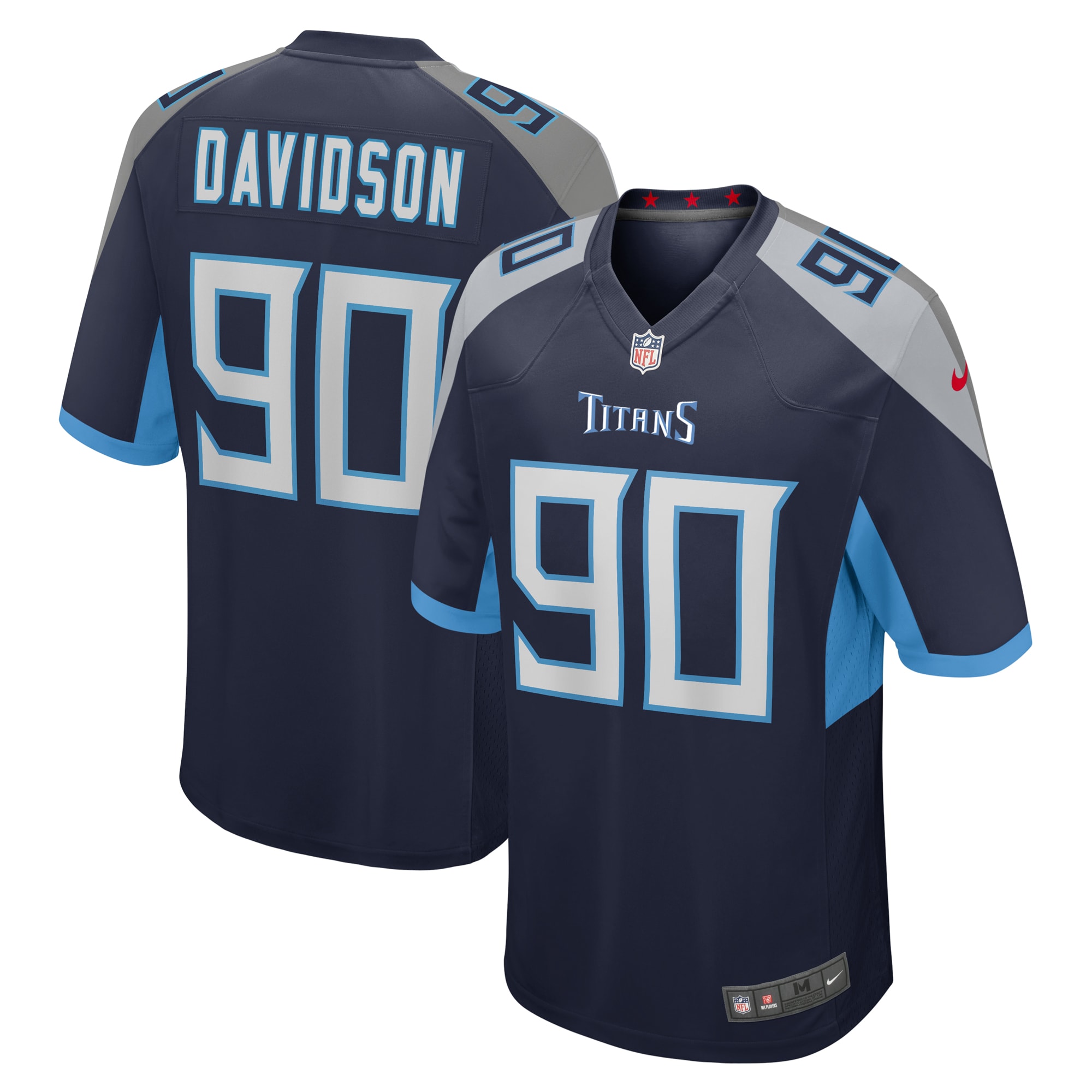 Men's Tennessee Titans Marlon Davidson Navy Game Jersey Js8094