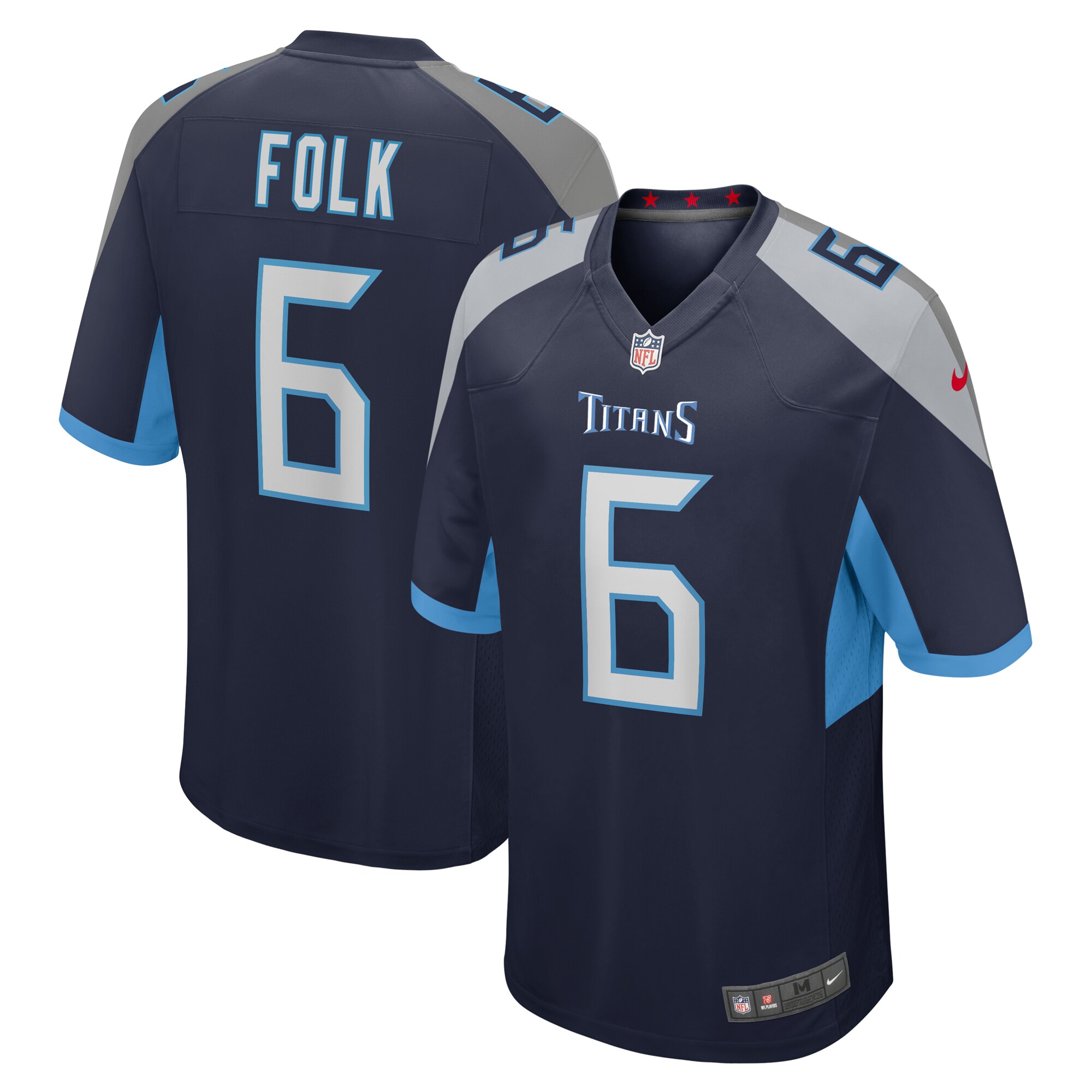 Men's Tennessee Titans Nick Folk Navy Team Game Jersey Js6033